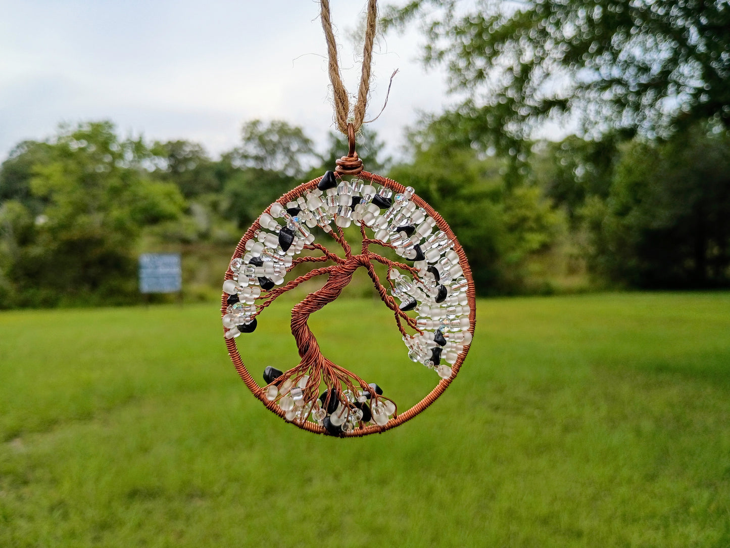 Sparkly white and black tree of life suncatcher