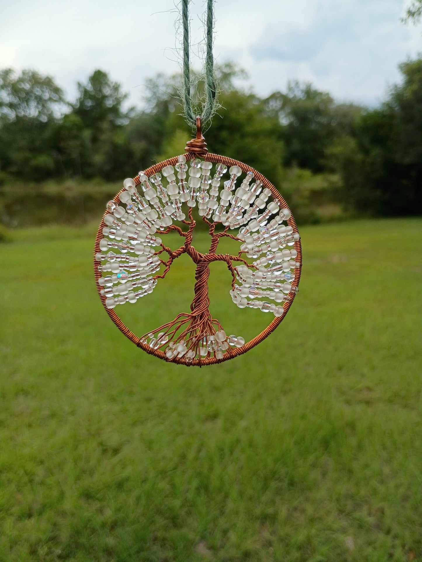 Sparkly white tree of life suncatcher