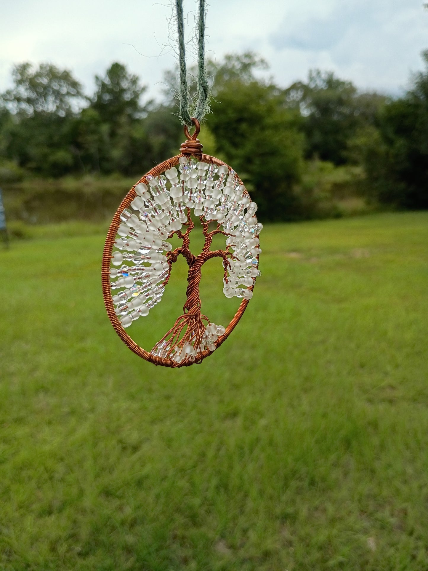 Sparkly white tree of life suncatcher