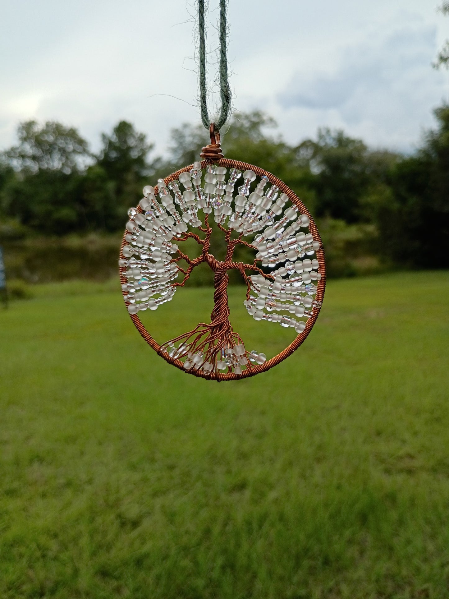 Sparkly white tree of life suncatcher
