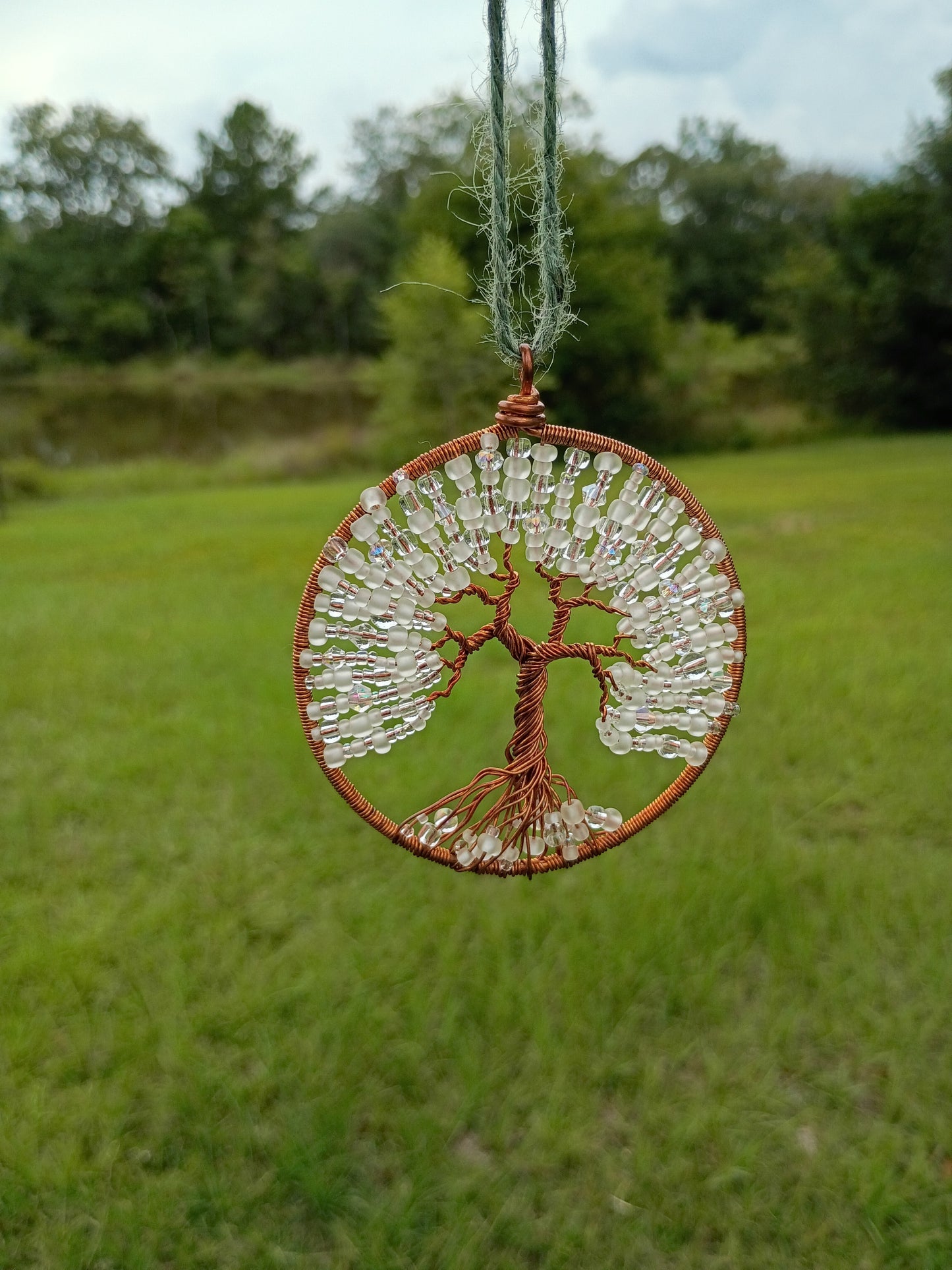 Sparkly white tree of life suncatcher