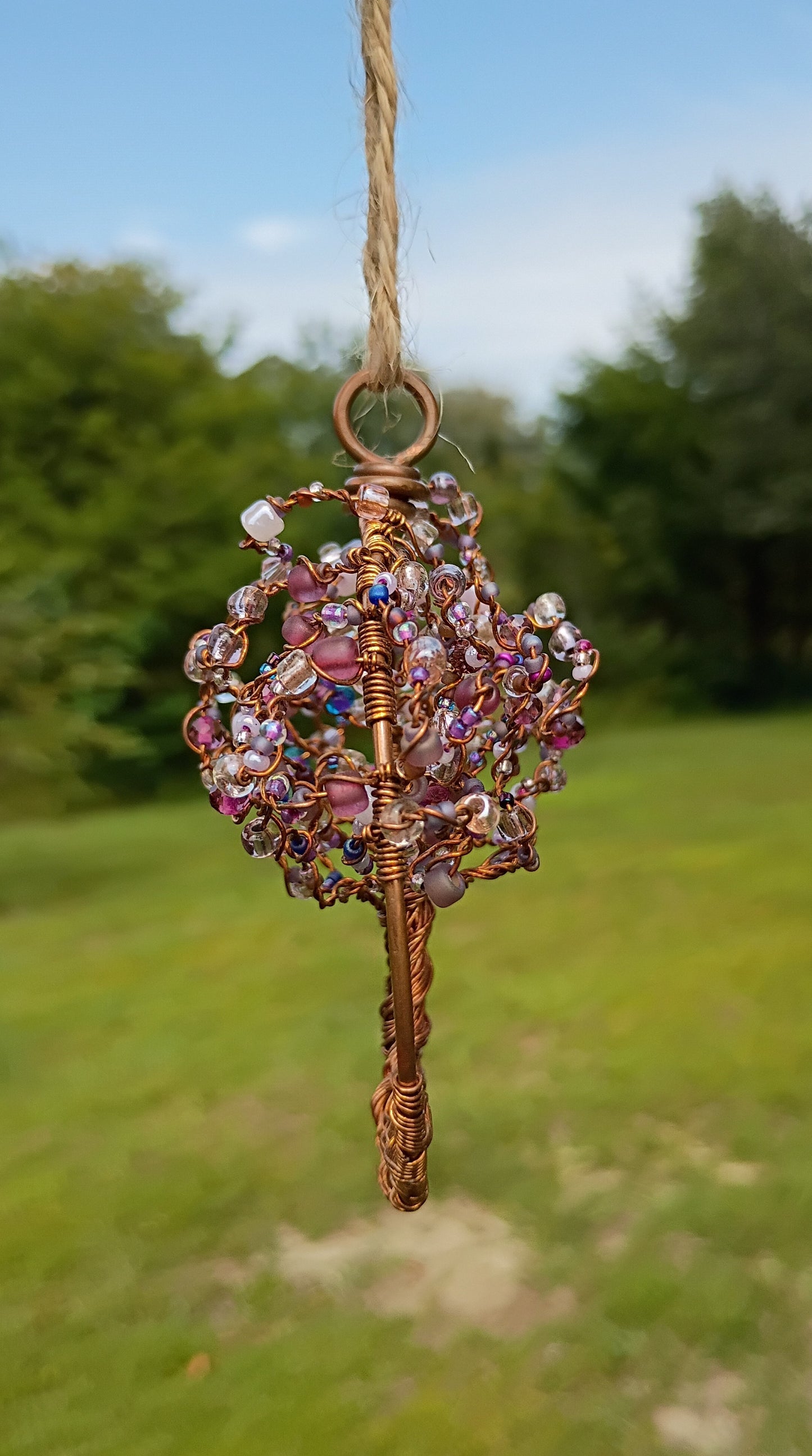 Purple 3d Tree of life beaded suncatcher