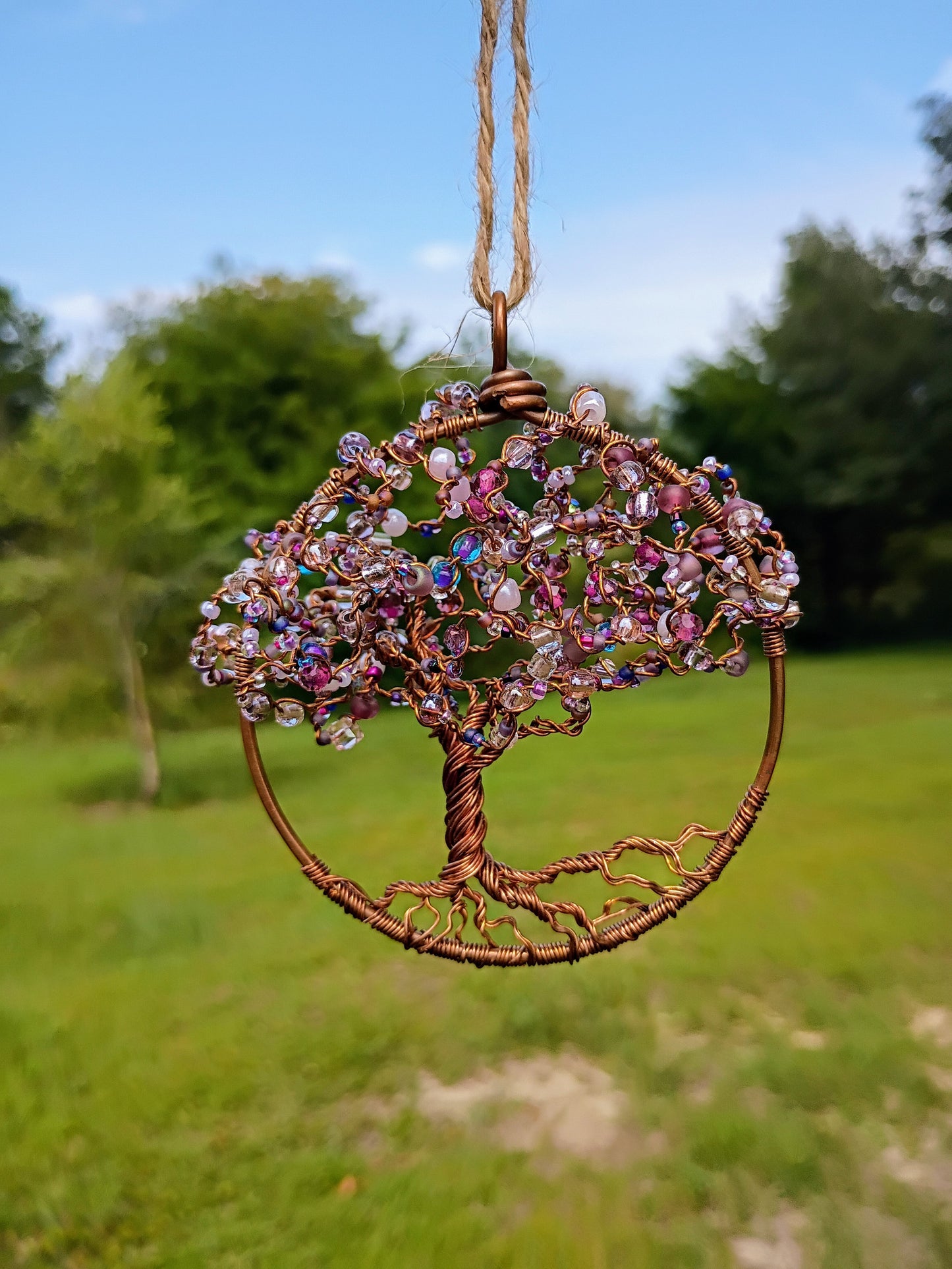 Purple 3d Tree of life beaded suncatcher
