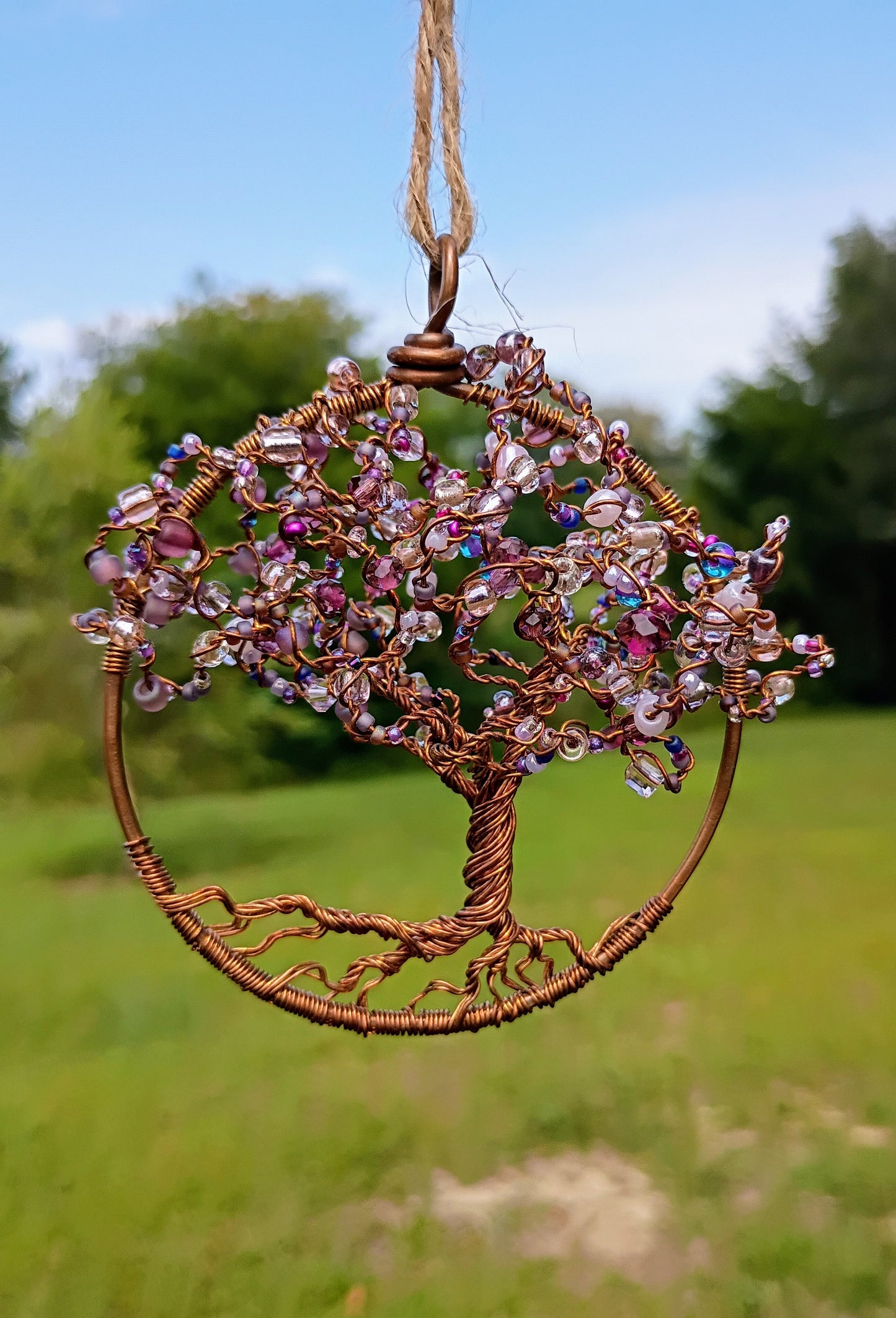 Purple 3d Tree of life beaded suncatcher