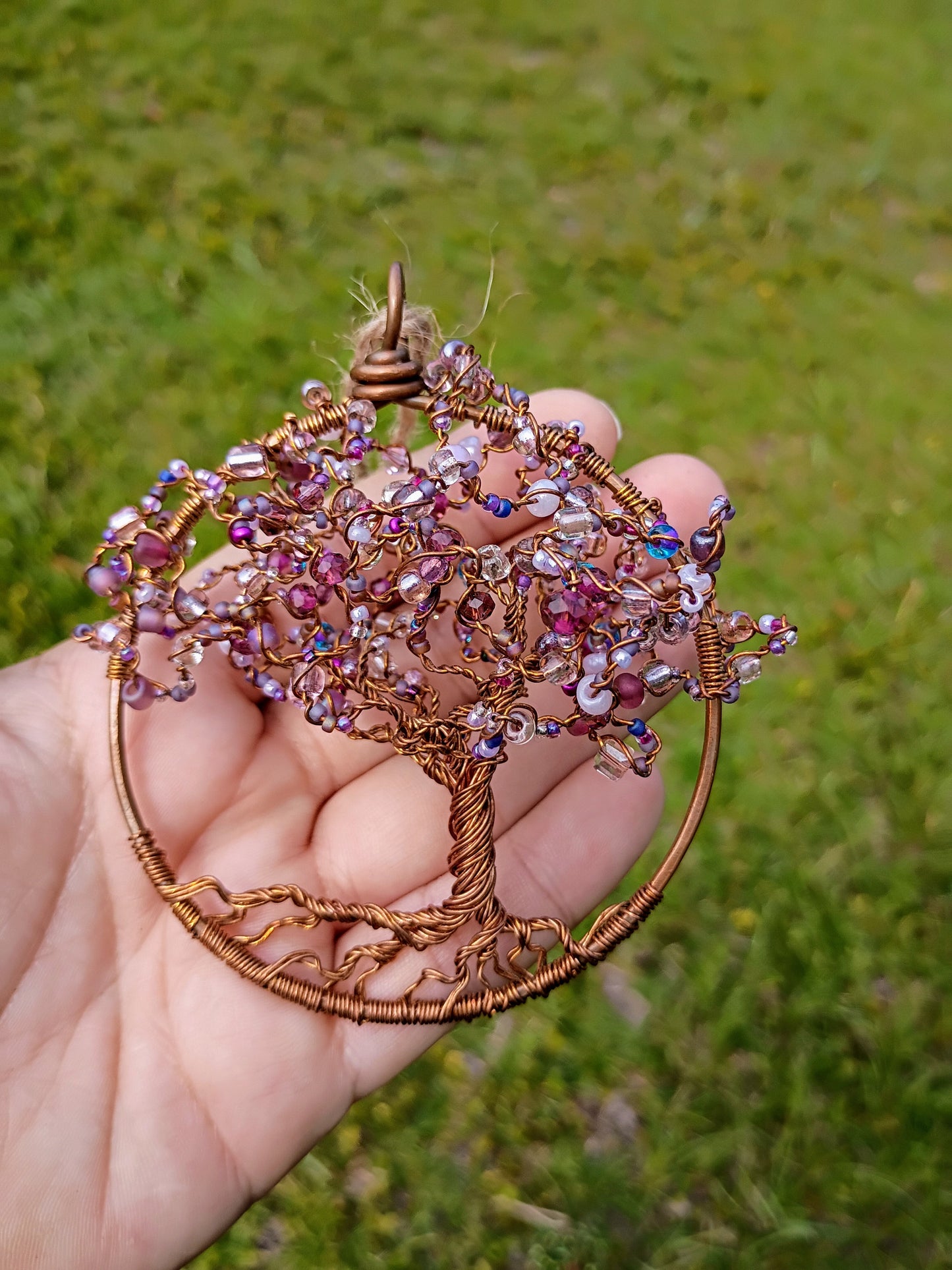 Purple 3d Tree of life beaded suncatcher