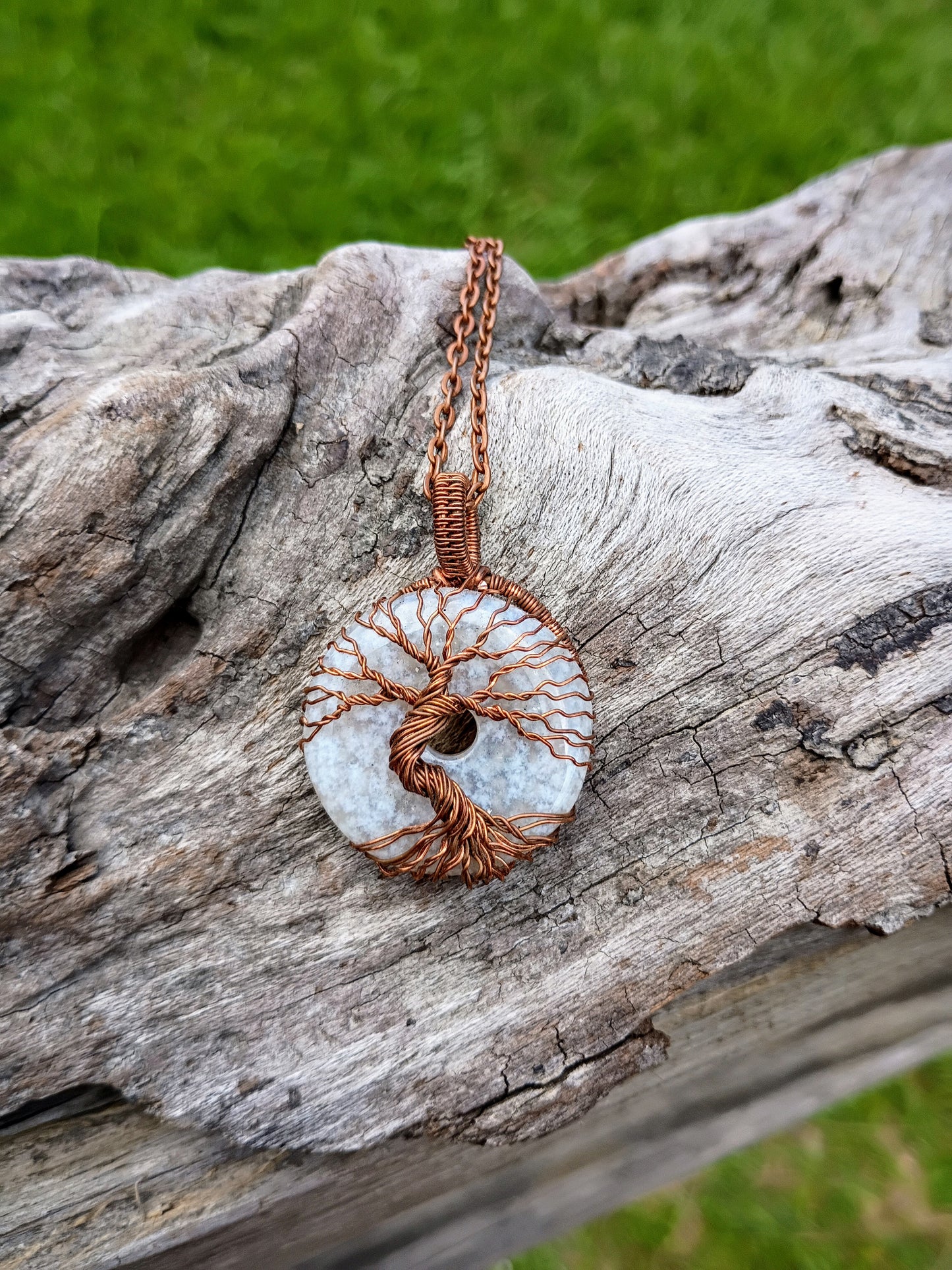 Agate tree of life pendant