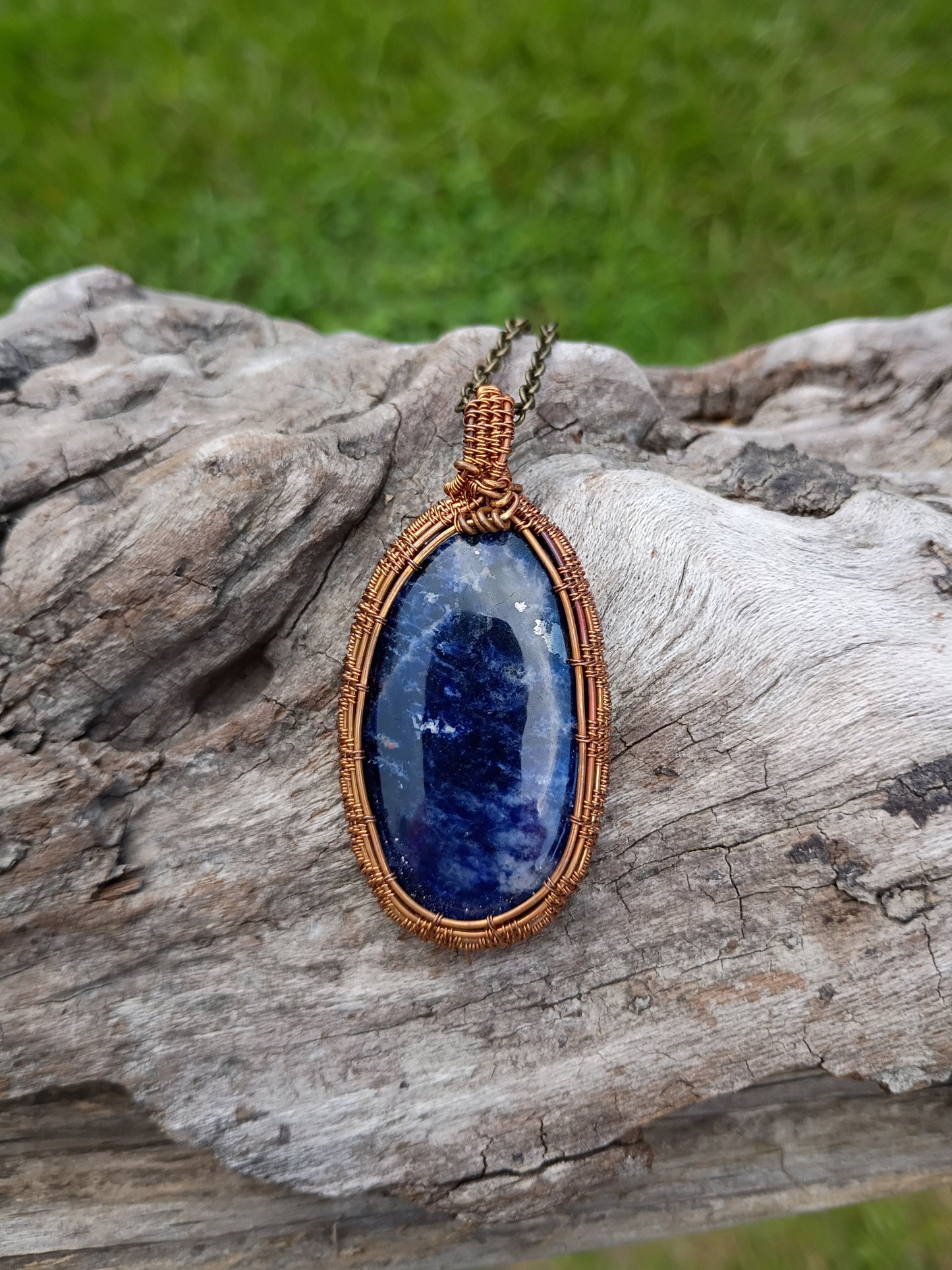 Sodalite wire wrapped pendant
