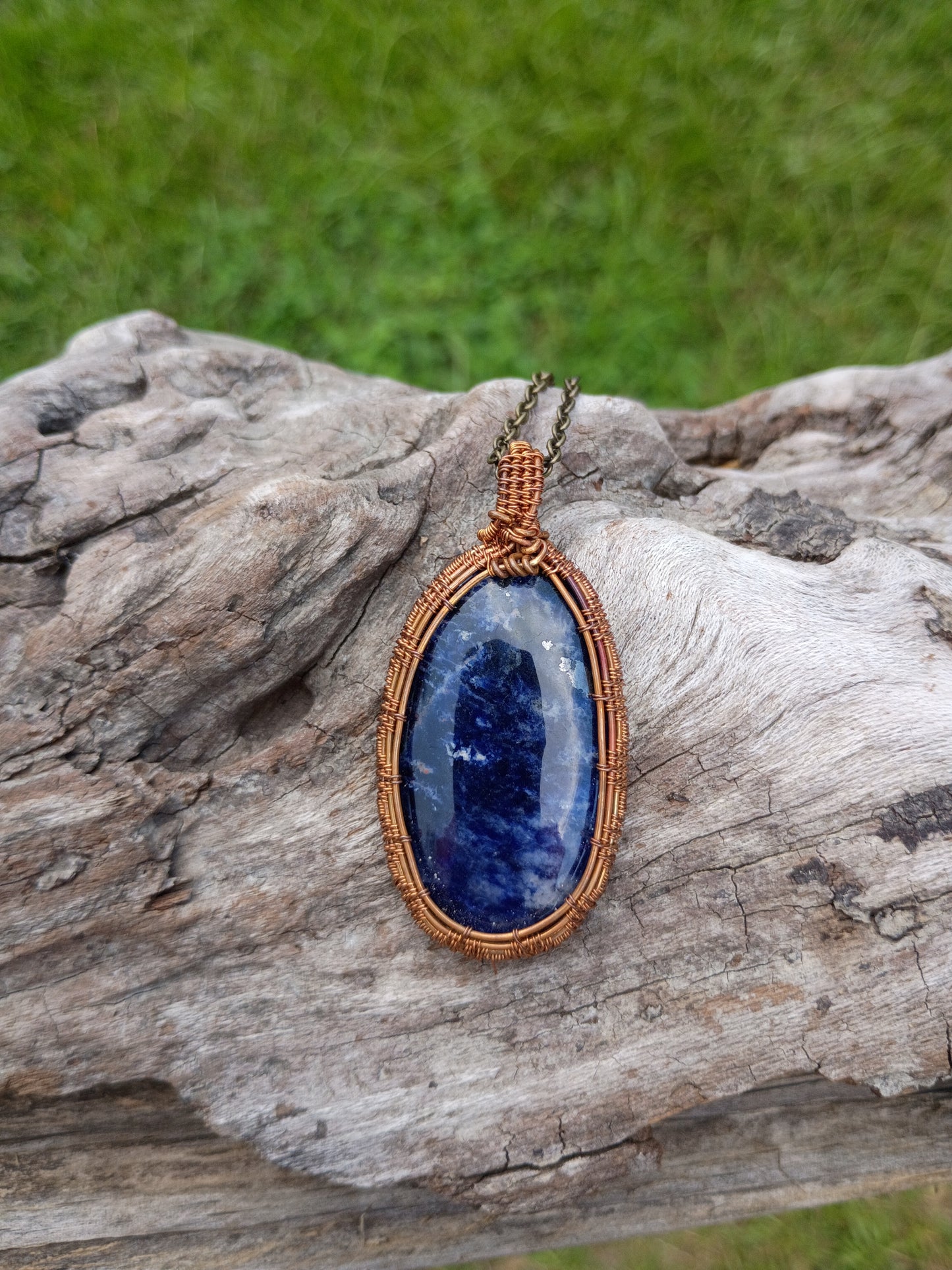 Sodalite wire wrapped pendant