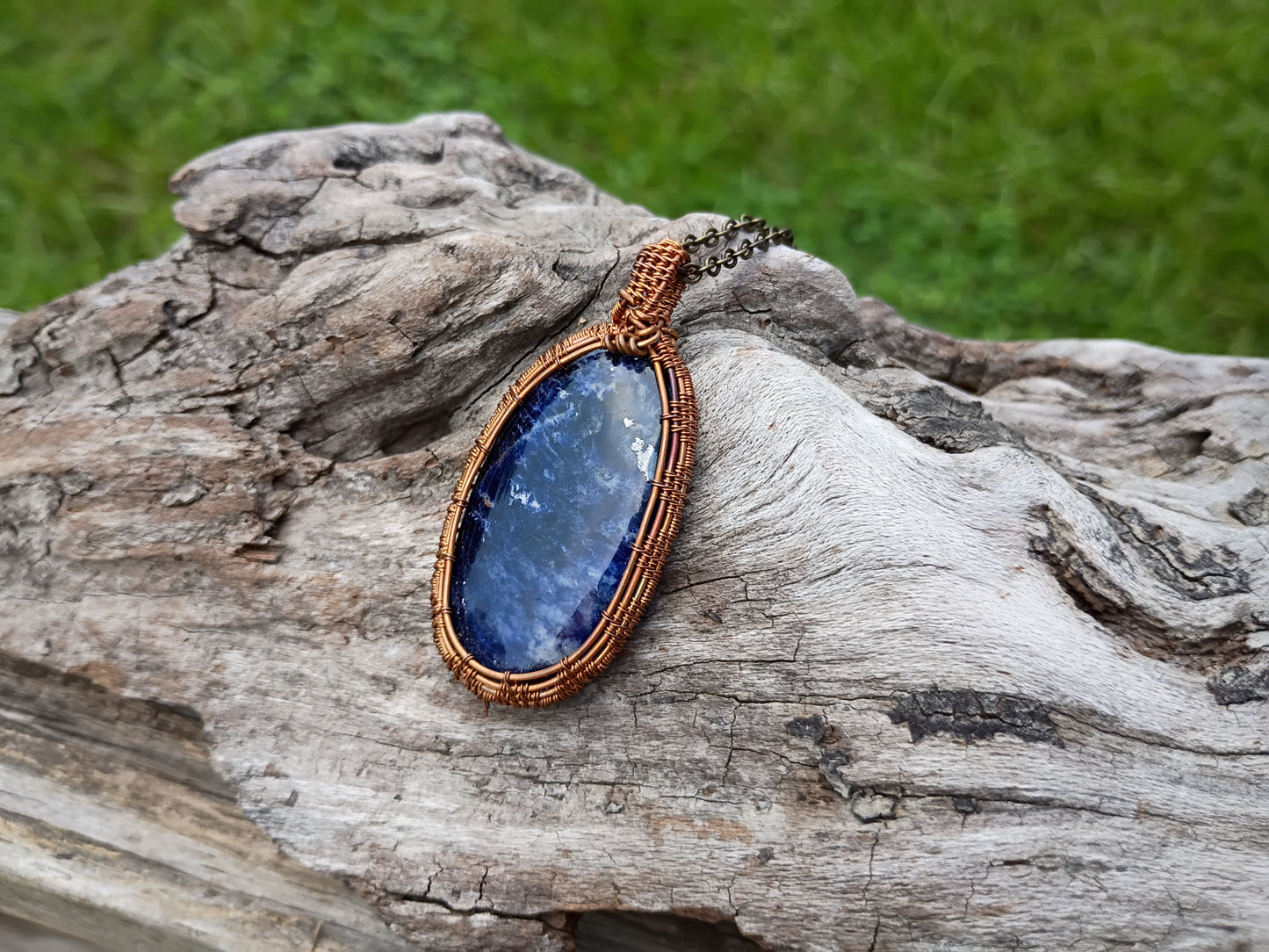 Sodalite wire wrapped pendant