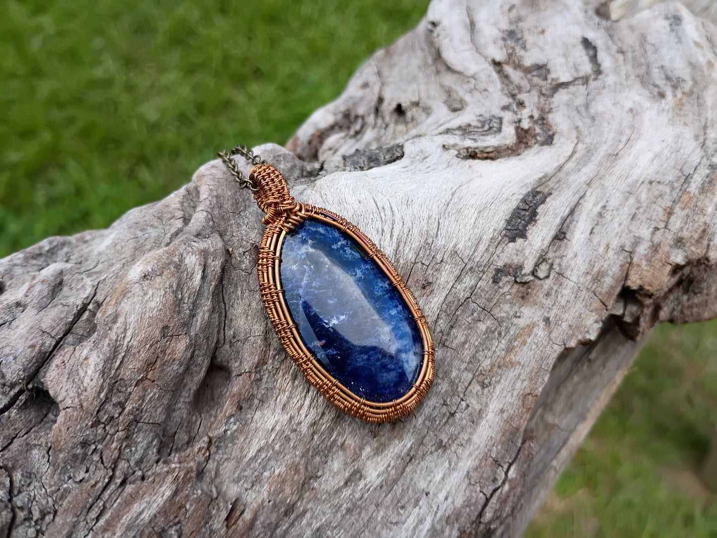 Sodalite wire wrapped pendant