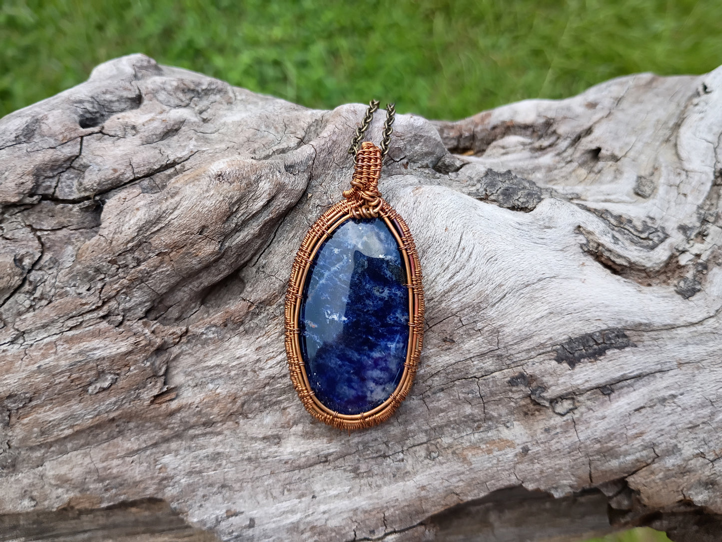 Sodalite wire wrapped pendant