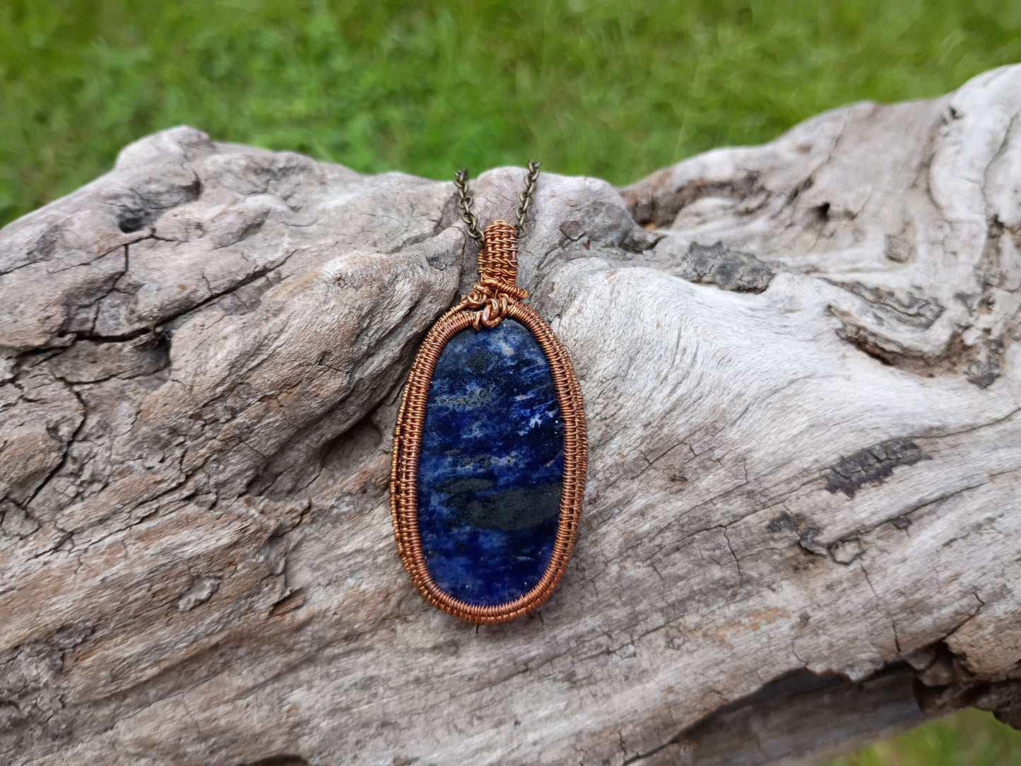 Sodalite wire wrapped pendant