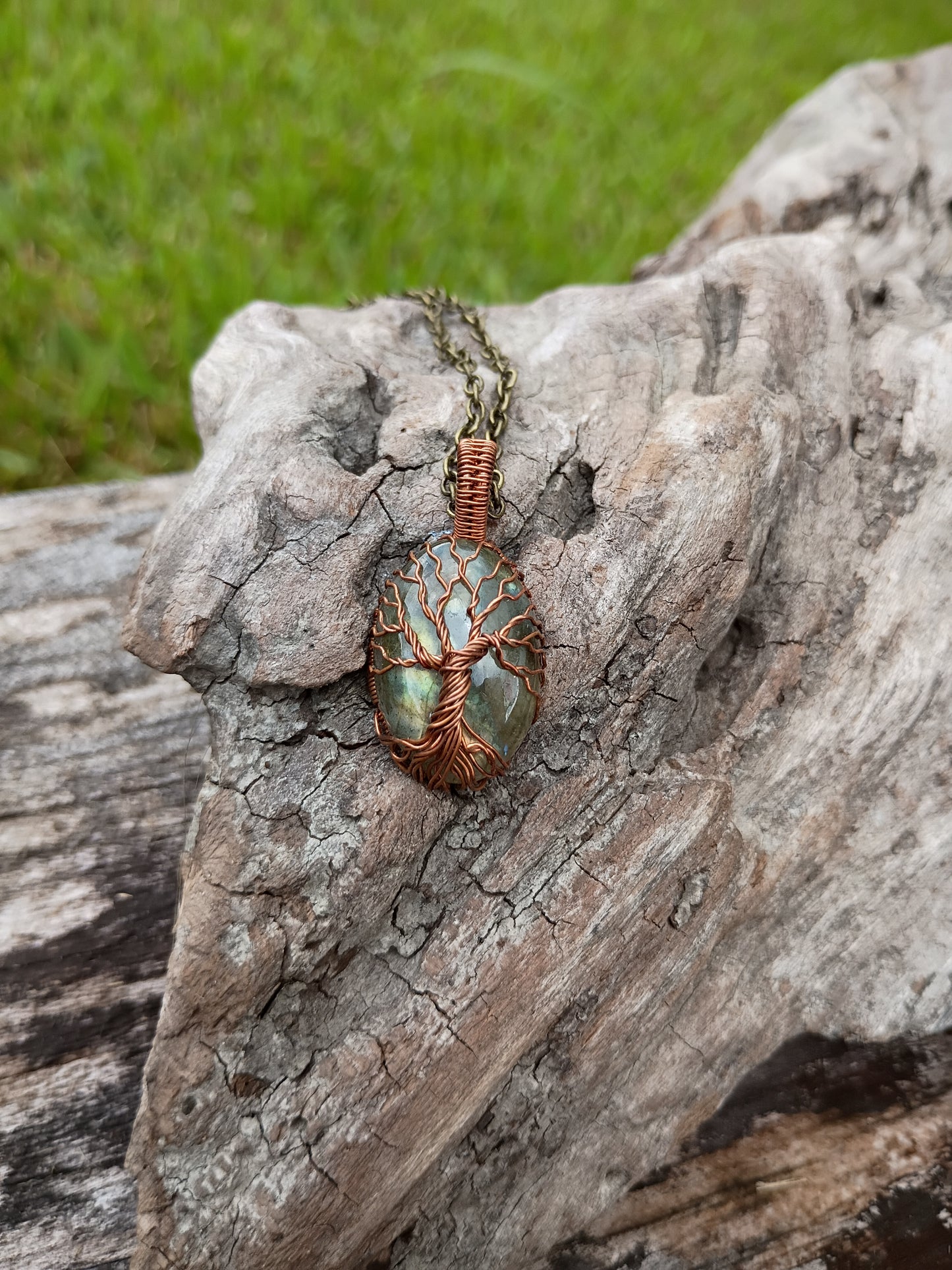 Labradorite tree of life pendant