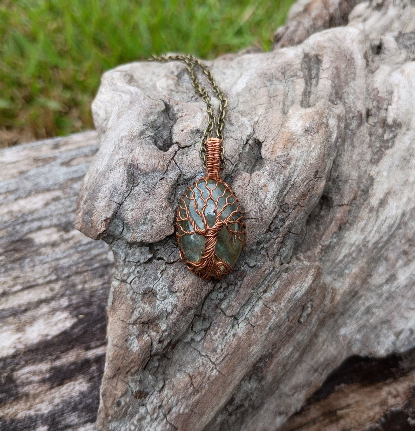 Labradorite tree of life pendant