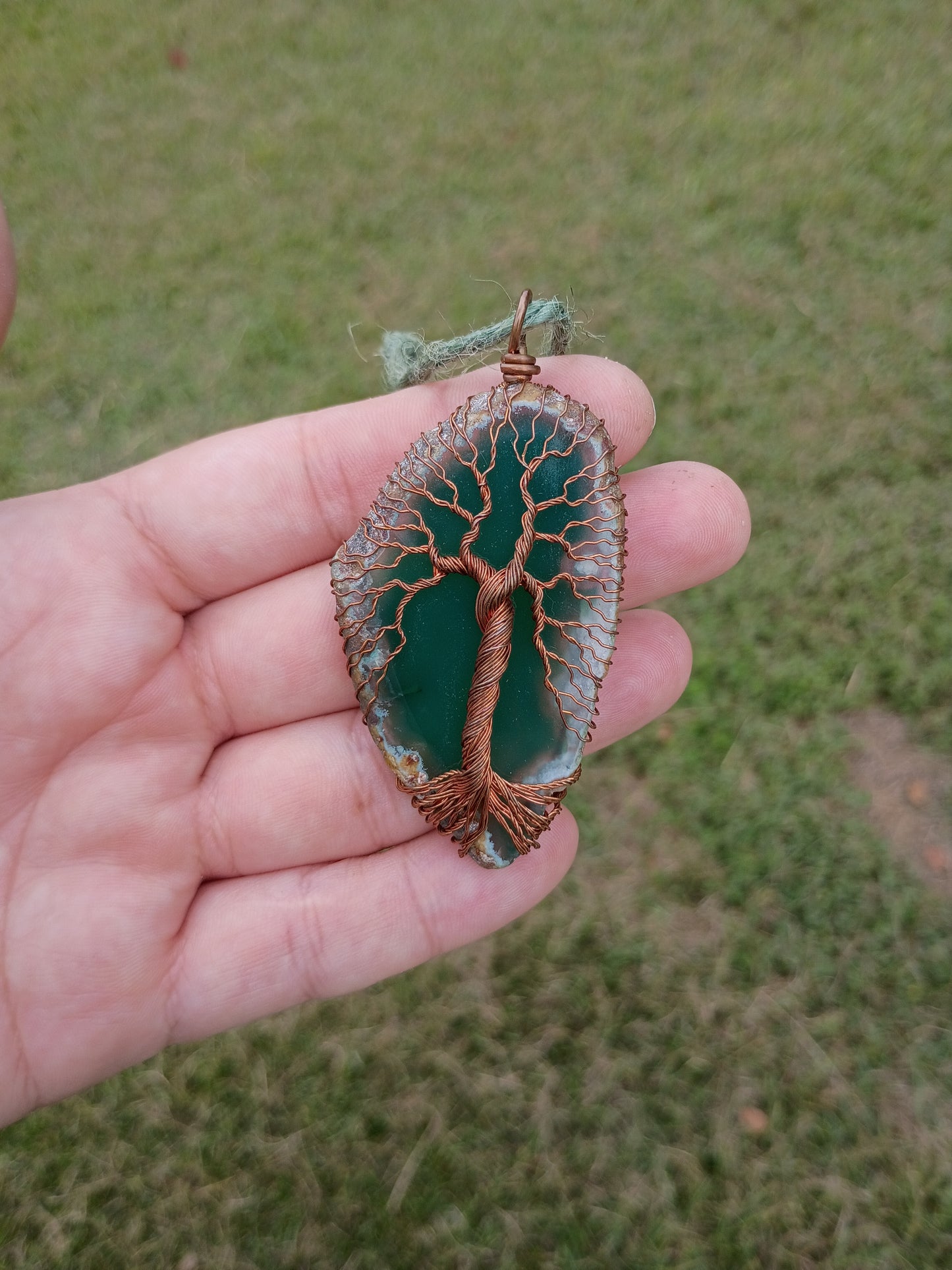 Green tree of life agate suncatcher