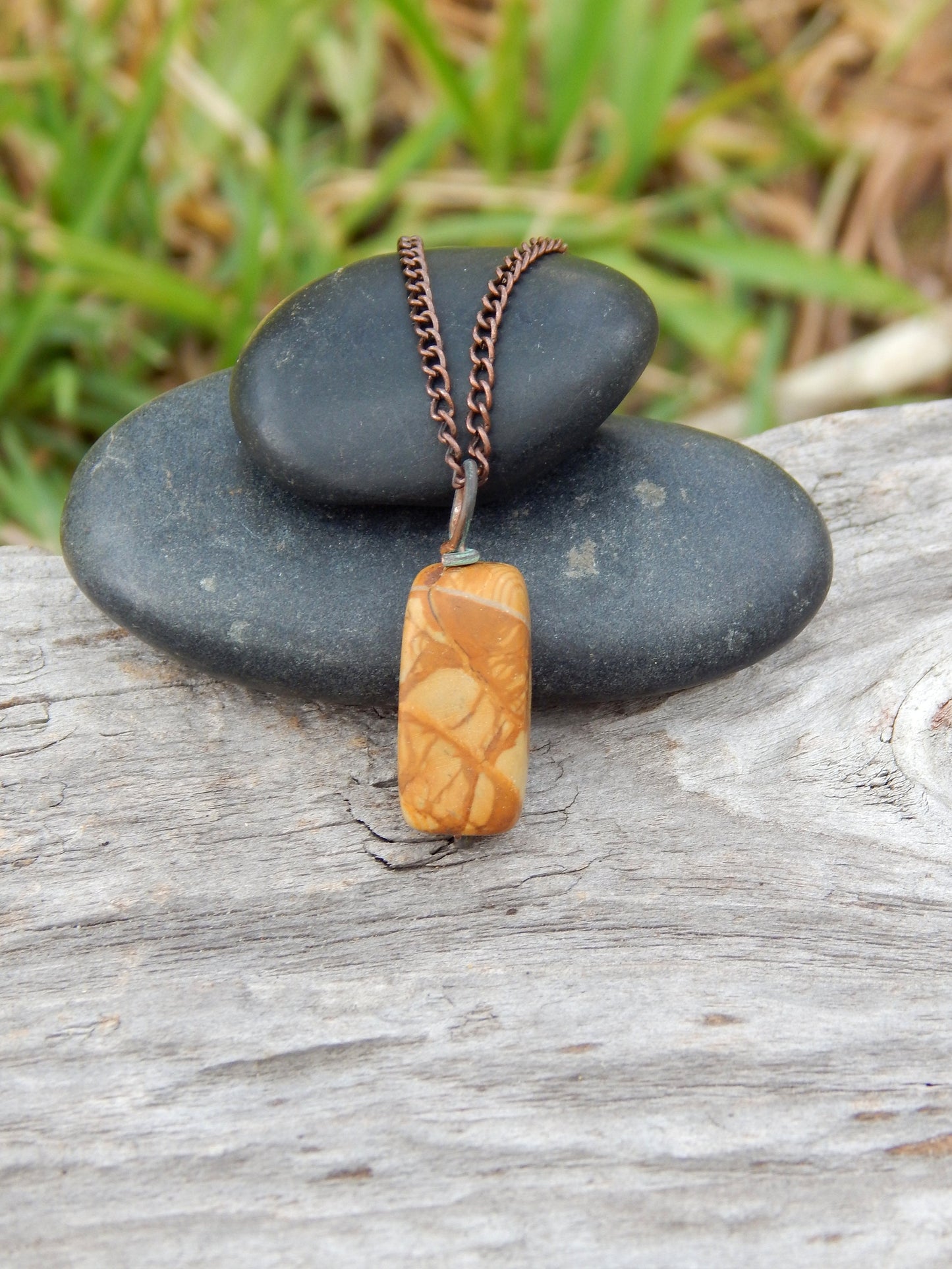 Landscape jasper pendant wire wrapped pendant