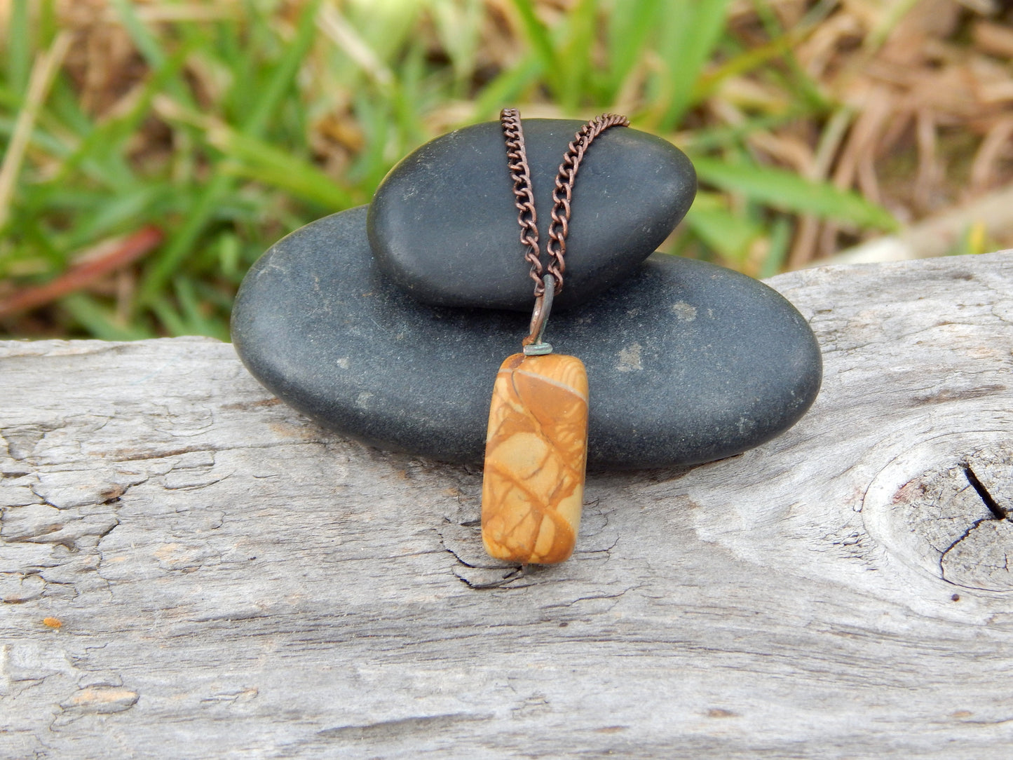 Landscape jasper pendant wire wrapped pendant
