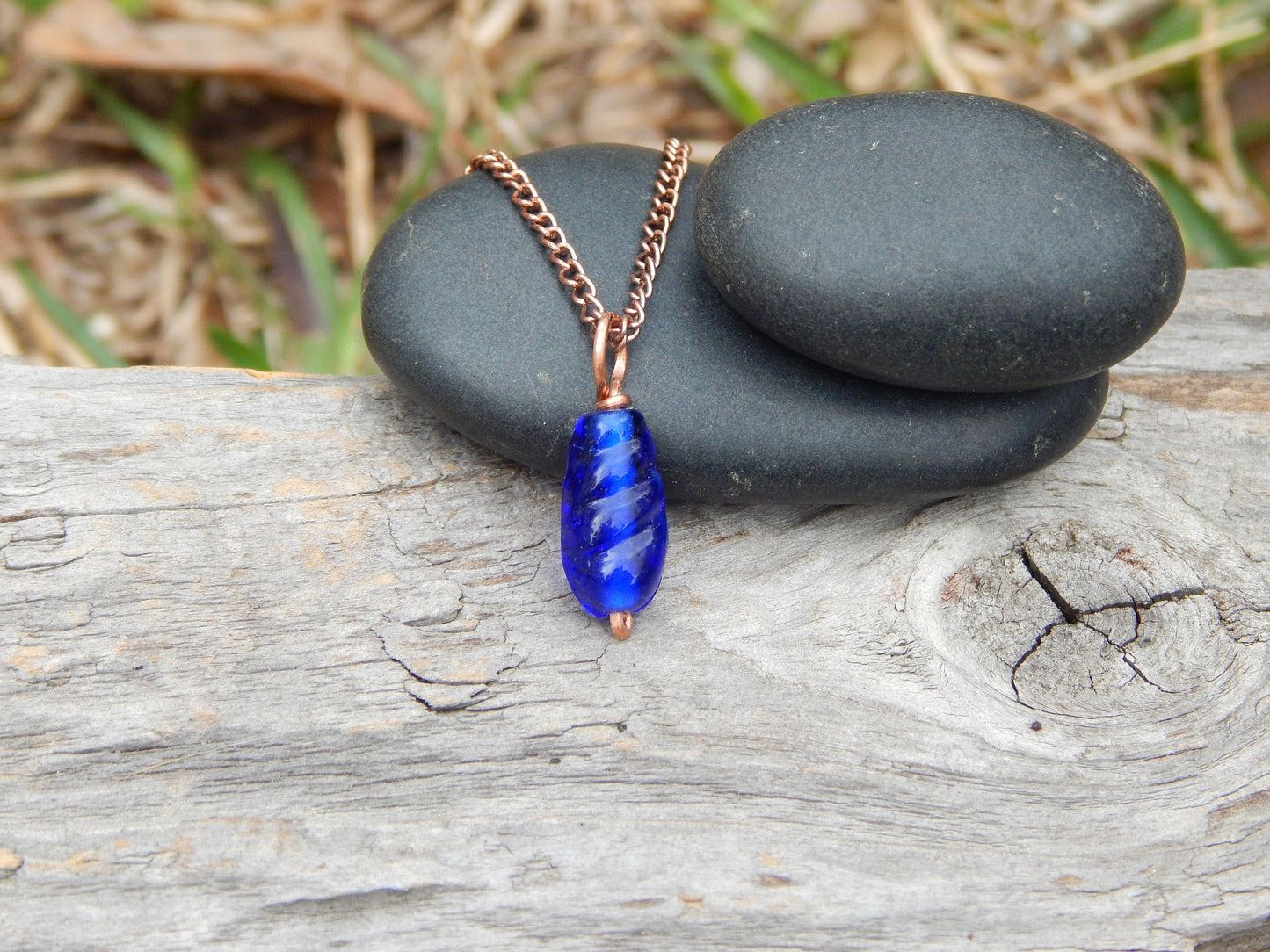 Cobalt blue glass minimalist pendant