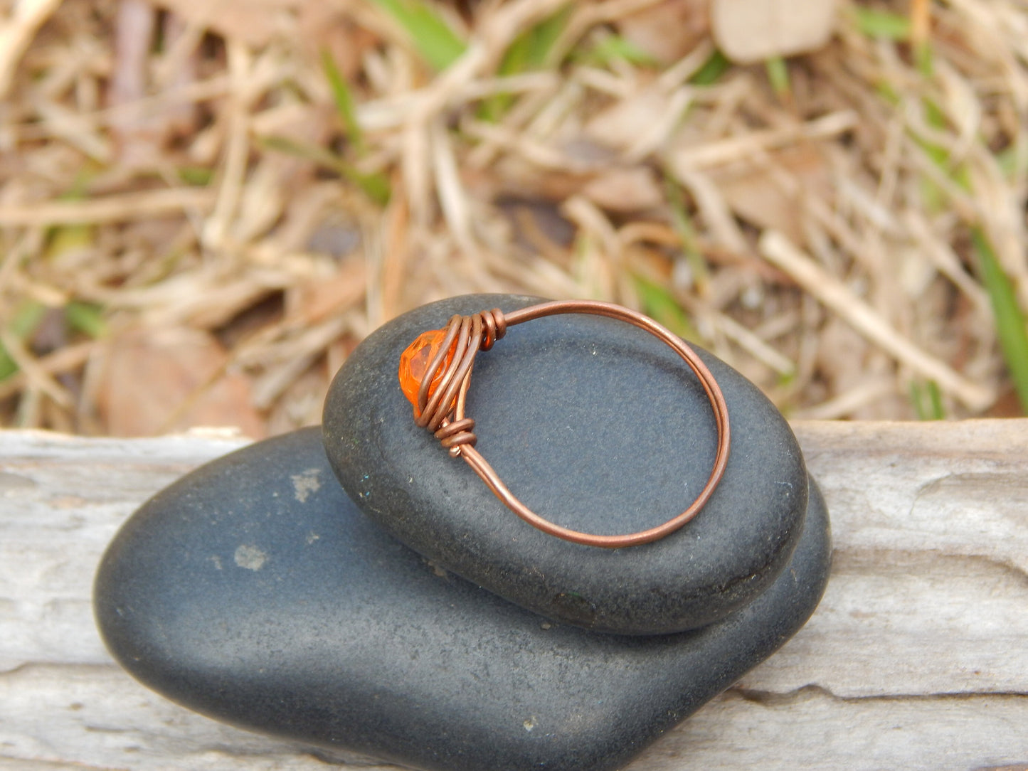 Copper wire wrapped size 9.5 ring
