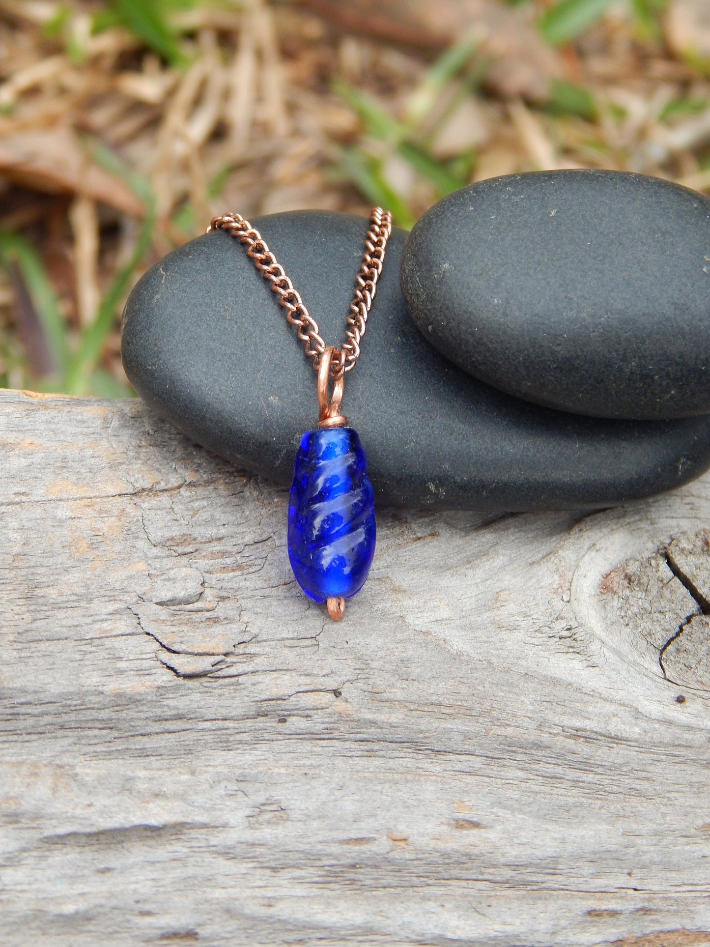 Cobalt blue glass minimalist pendant
