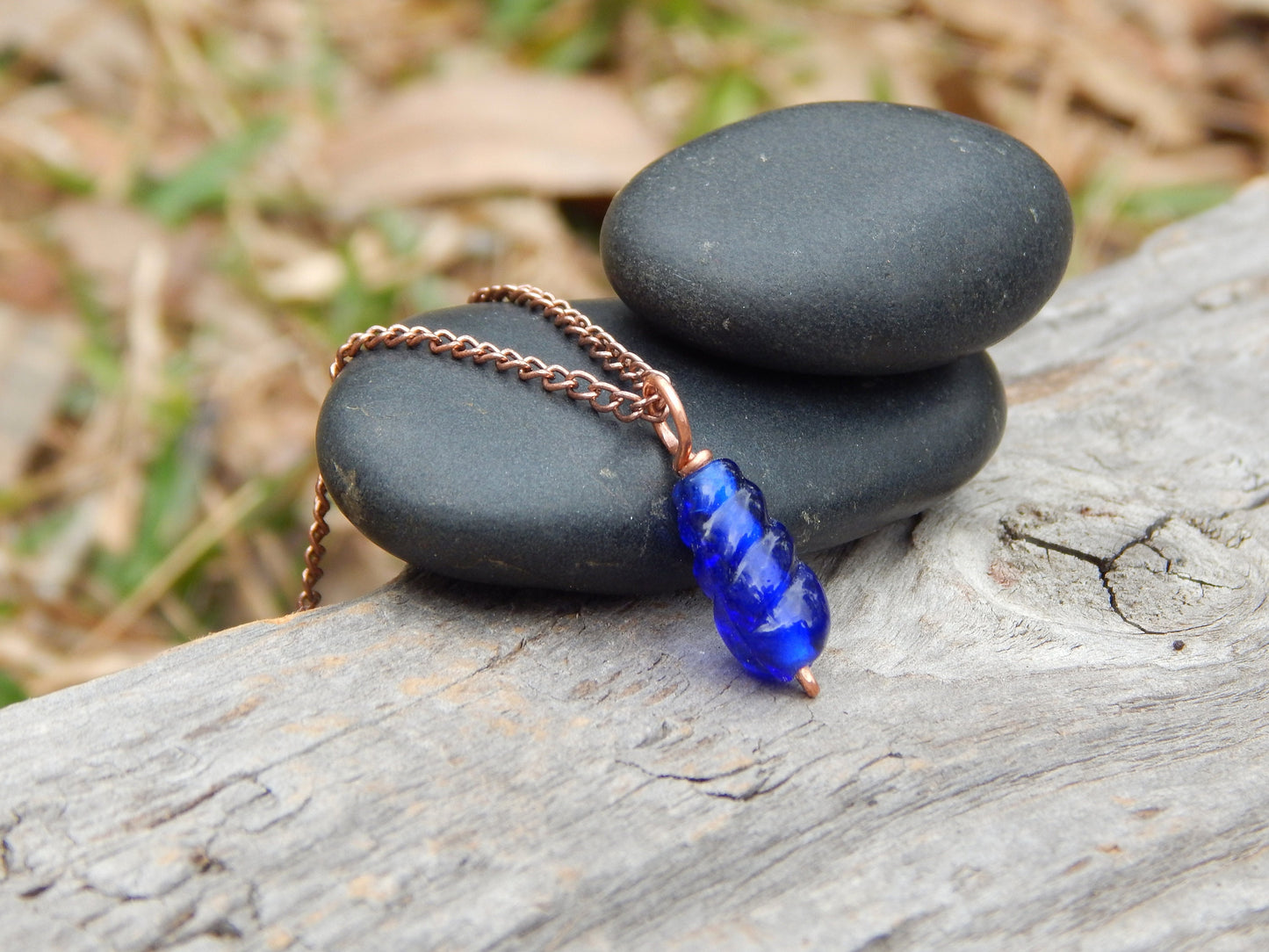 Cobalt blue glass minimalist pendant