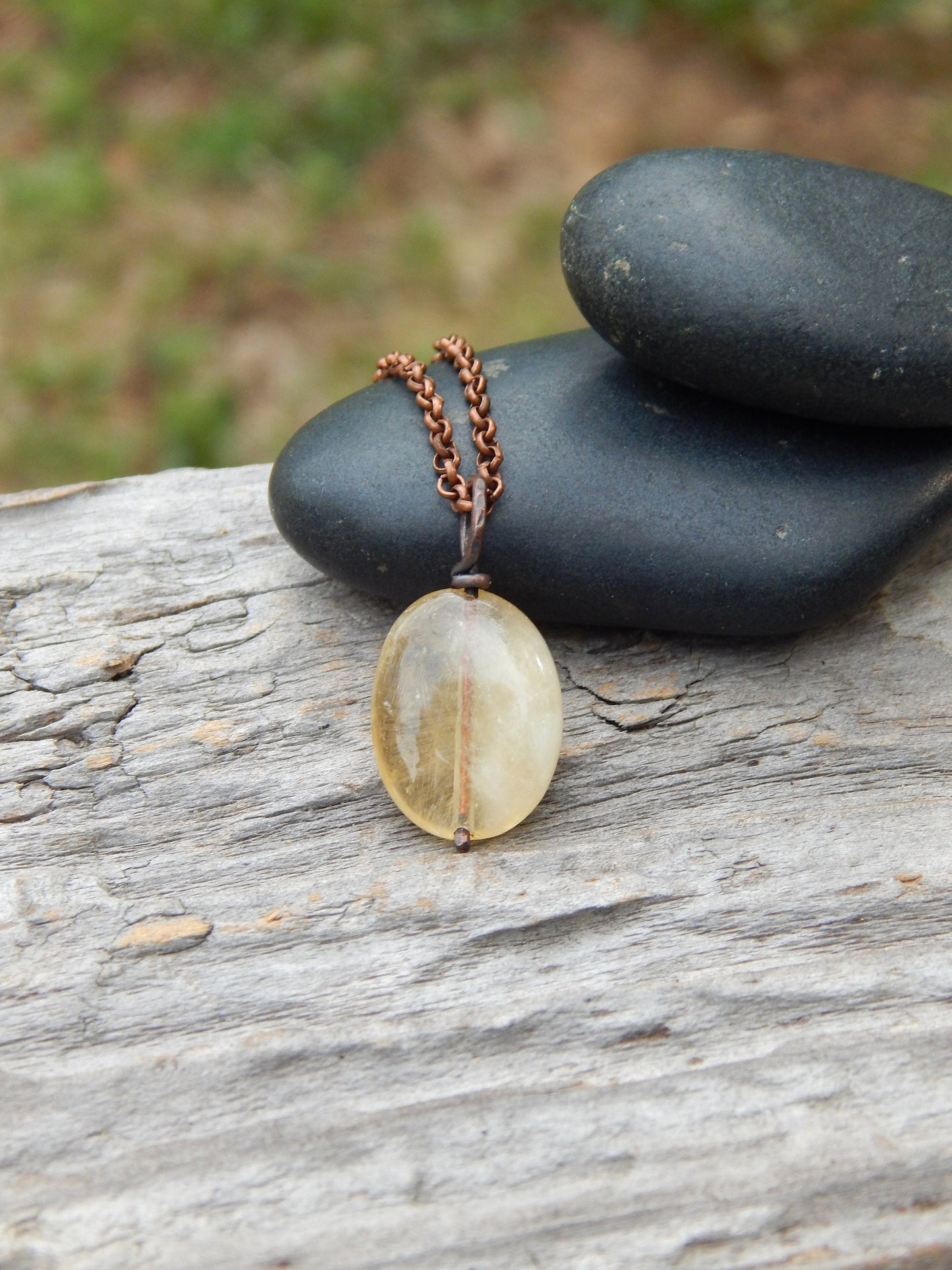 Wire wrapped citrine bead necklace