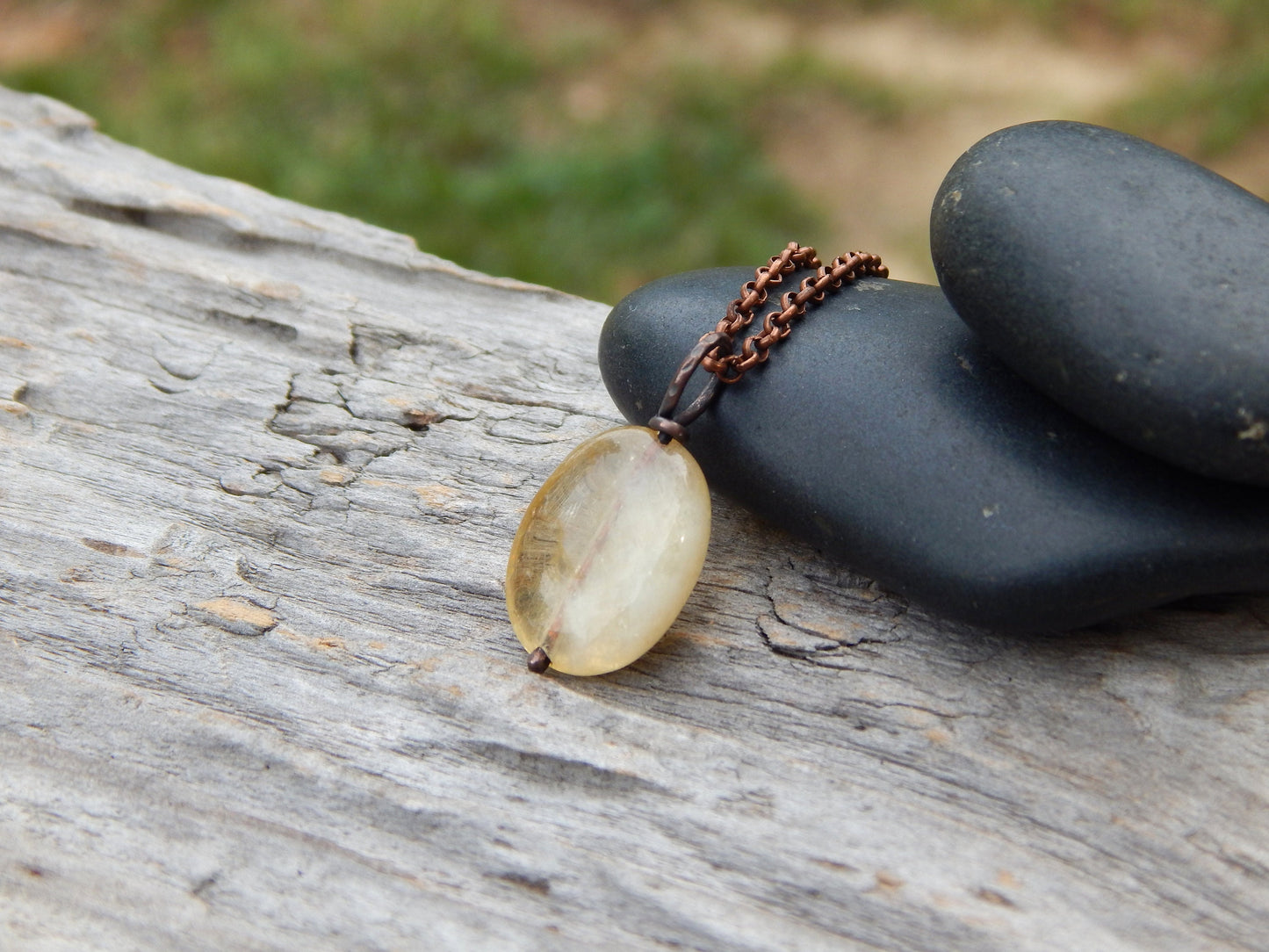 Wire wrapped citrine bead necklace
