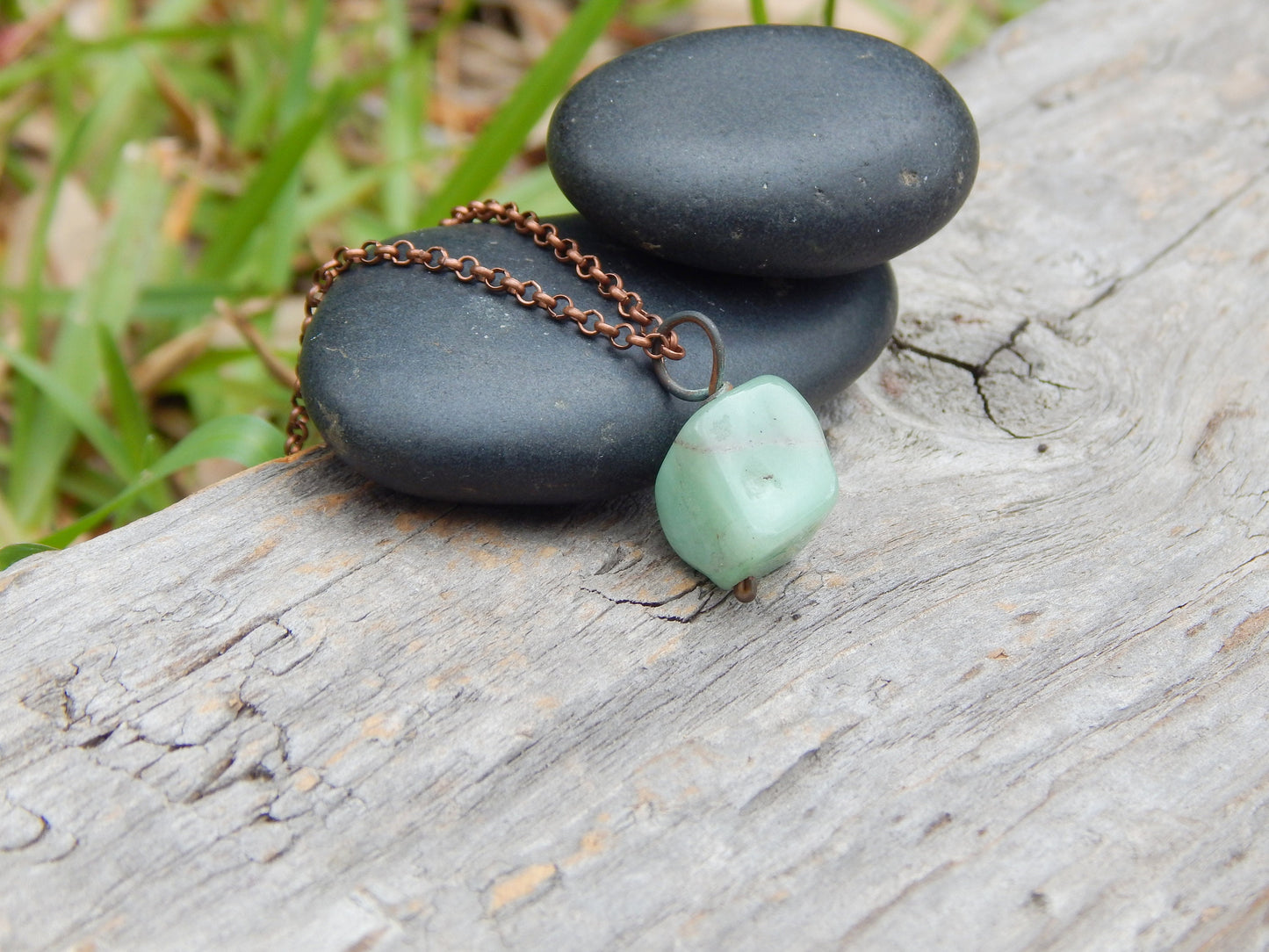 Green aventurine wire wrapped pendant