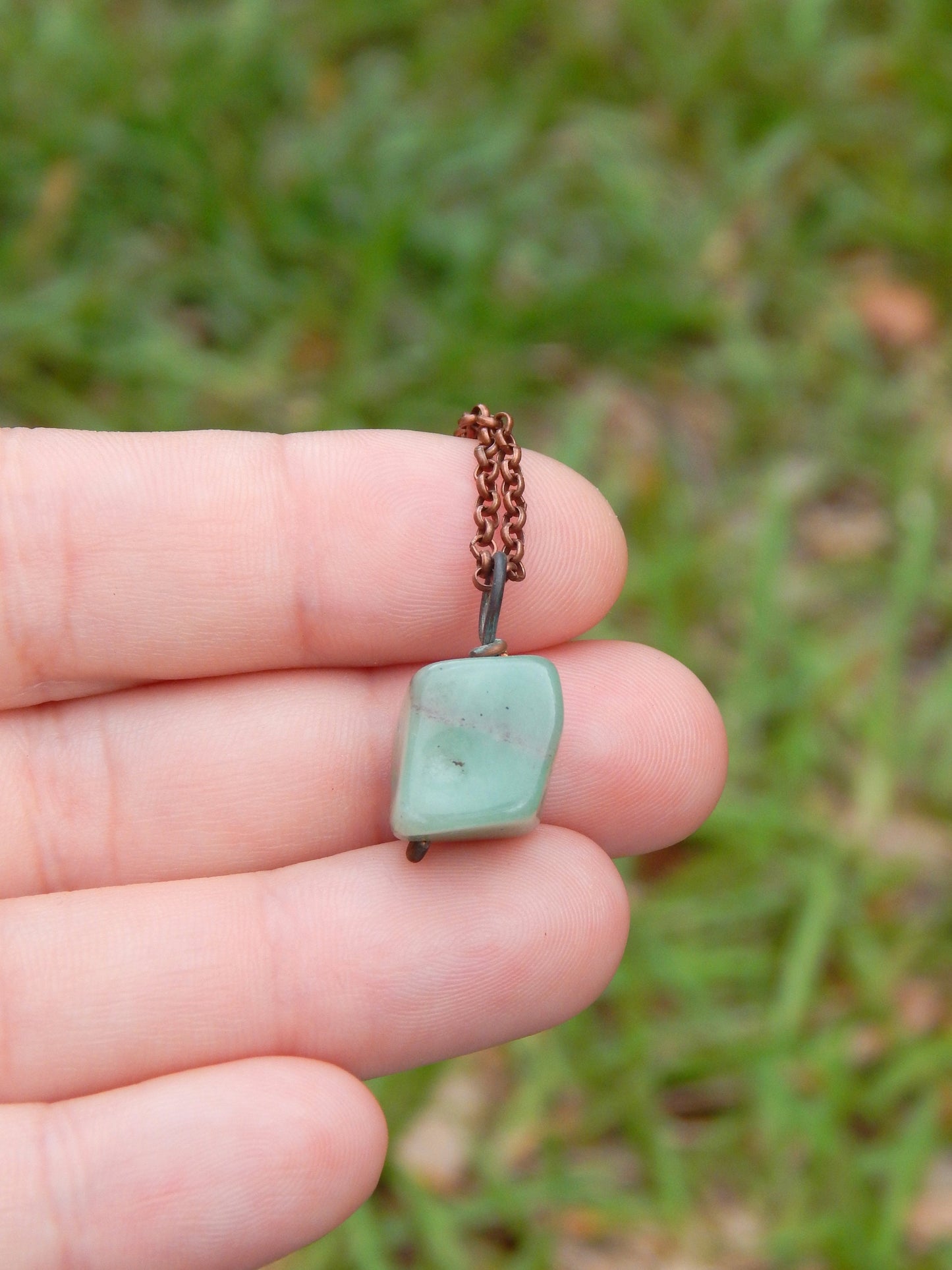 Green aventurine wire wrapped pendant