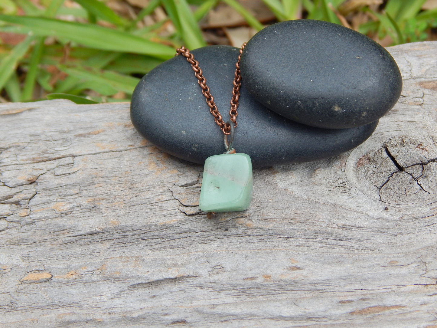 Green aventurine wire wrapped pendant