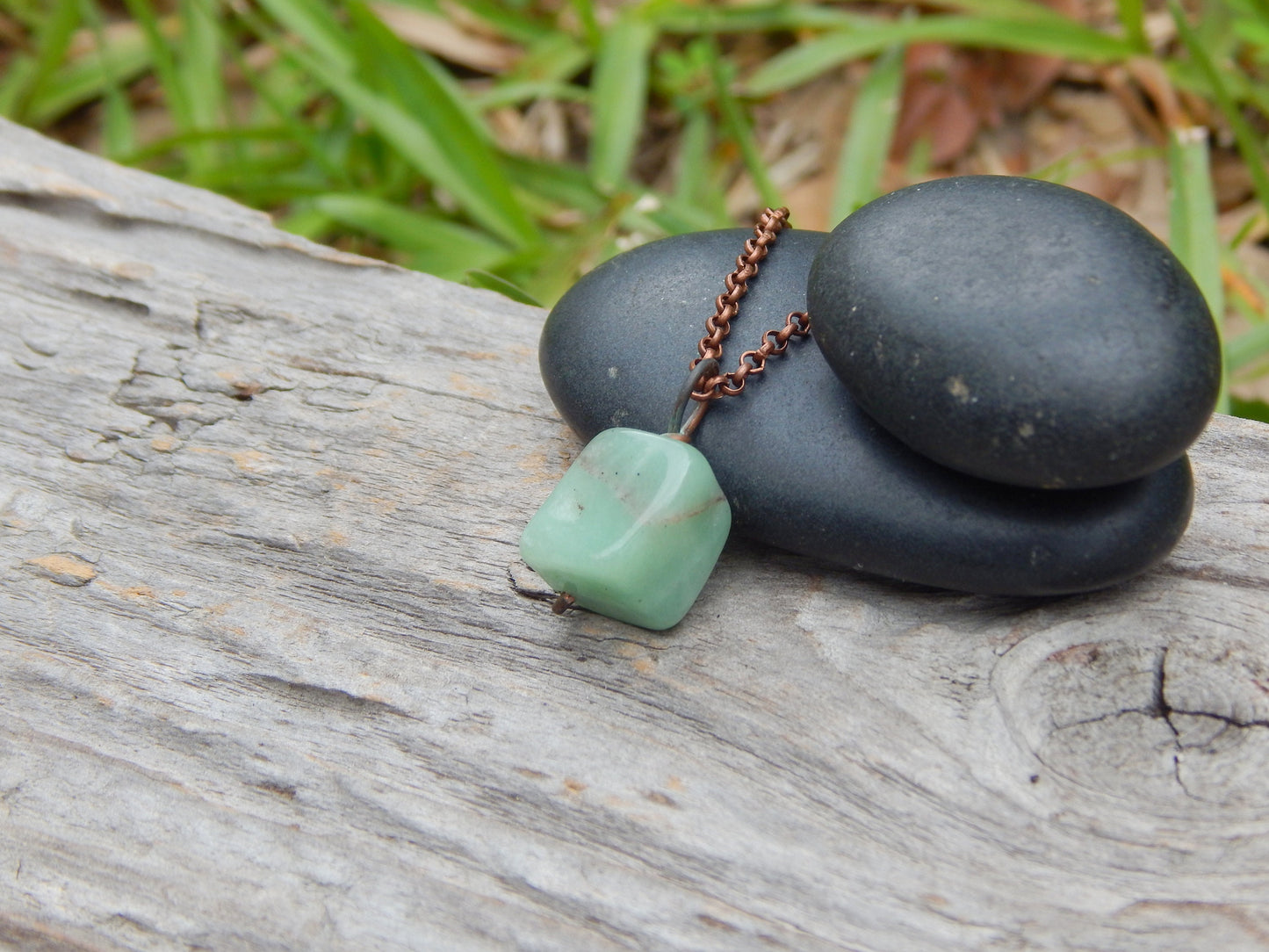 Green aventurine wire wrapped pendant