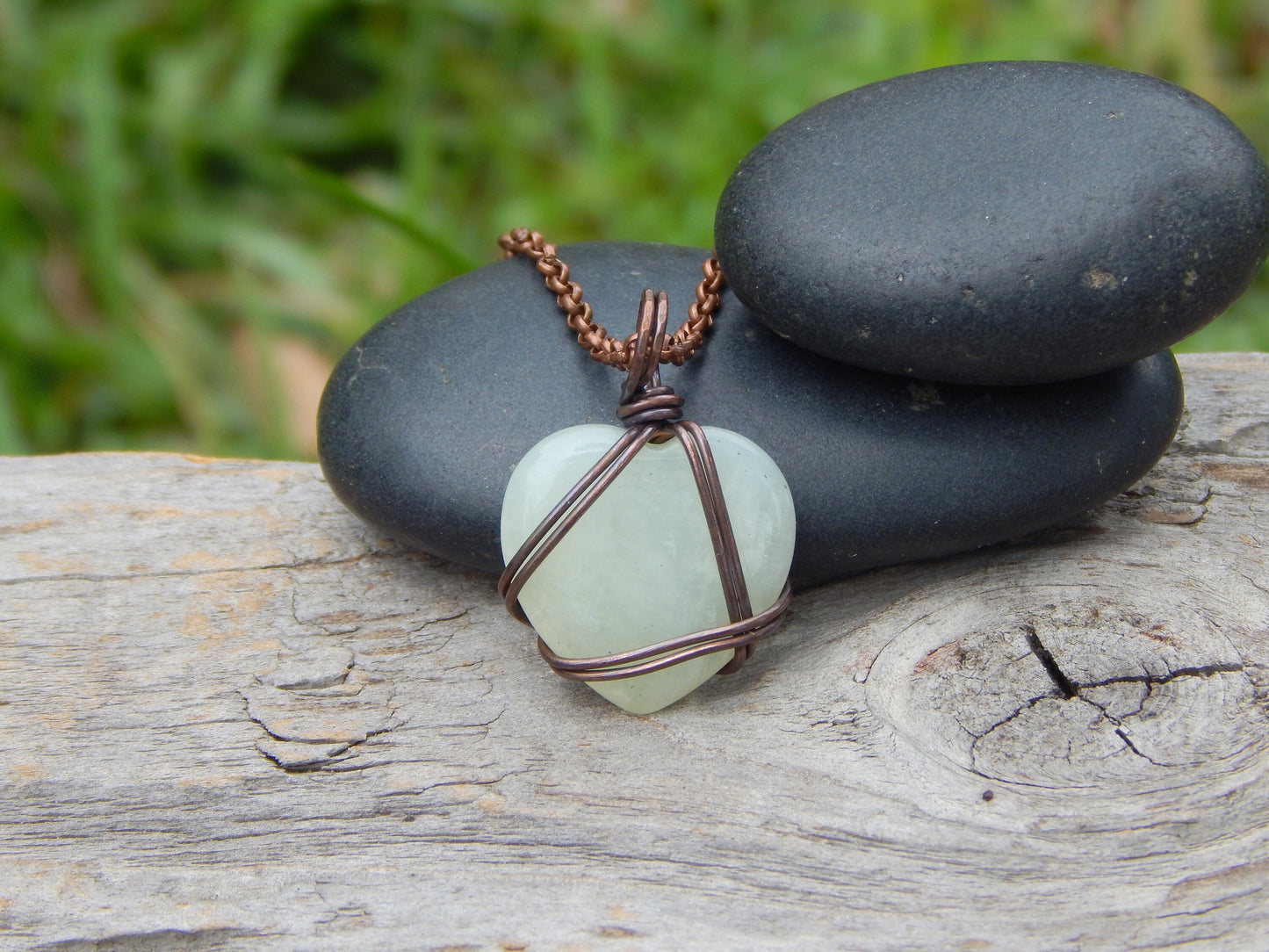 Quartz wire wrap heart necklace pendant