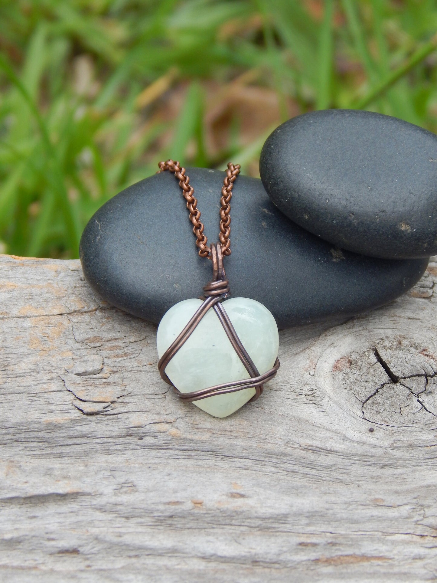 Quartz wire wrap heart necklace pendant