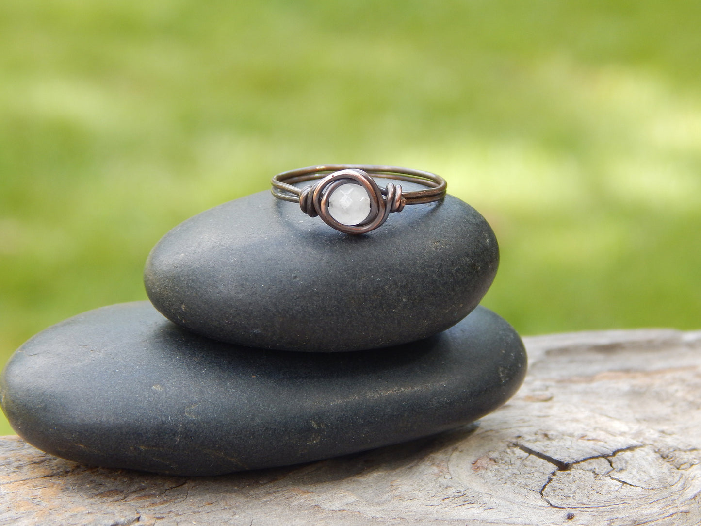 Wire wrapped rose quartz size 7.5 ring