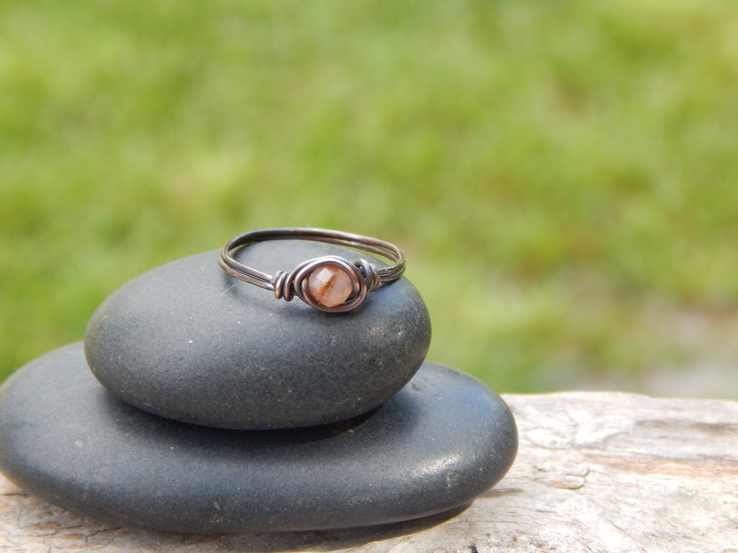 Pink opal ring size 8.5 wire wrapped ring