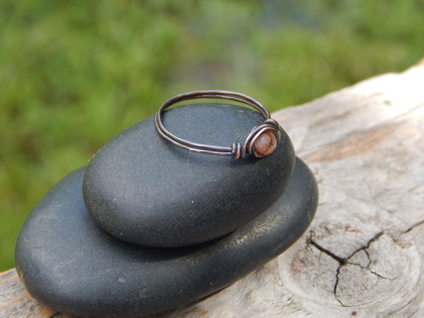 Pink opal ring size 8.5 wire wrapped ring