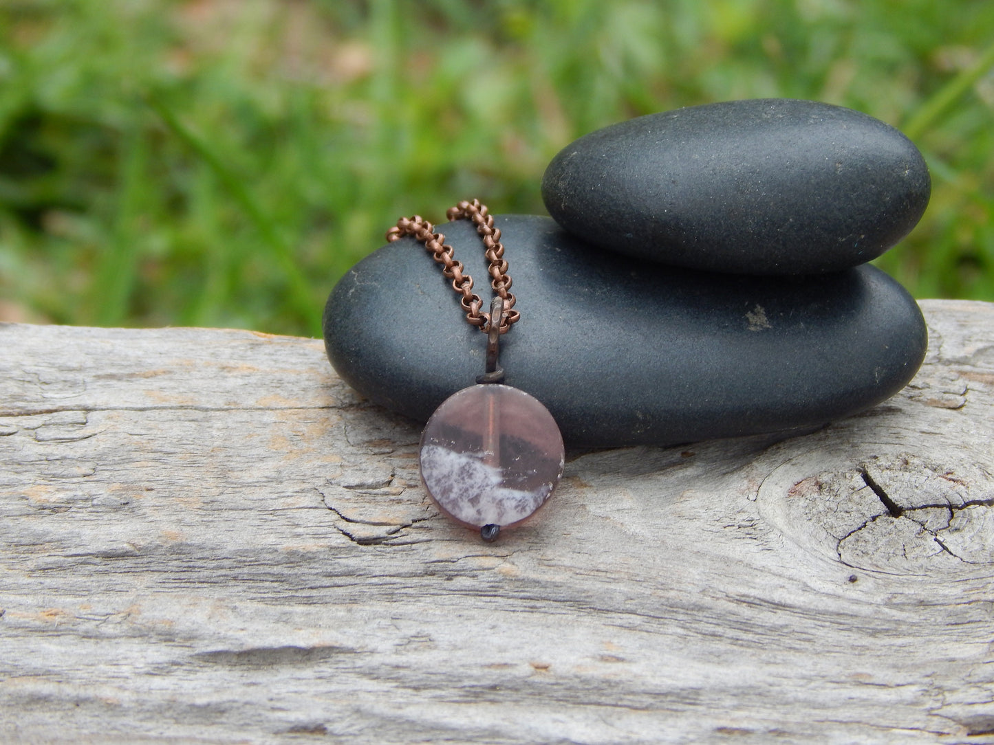 Purple fluorite wire wrapped pendant