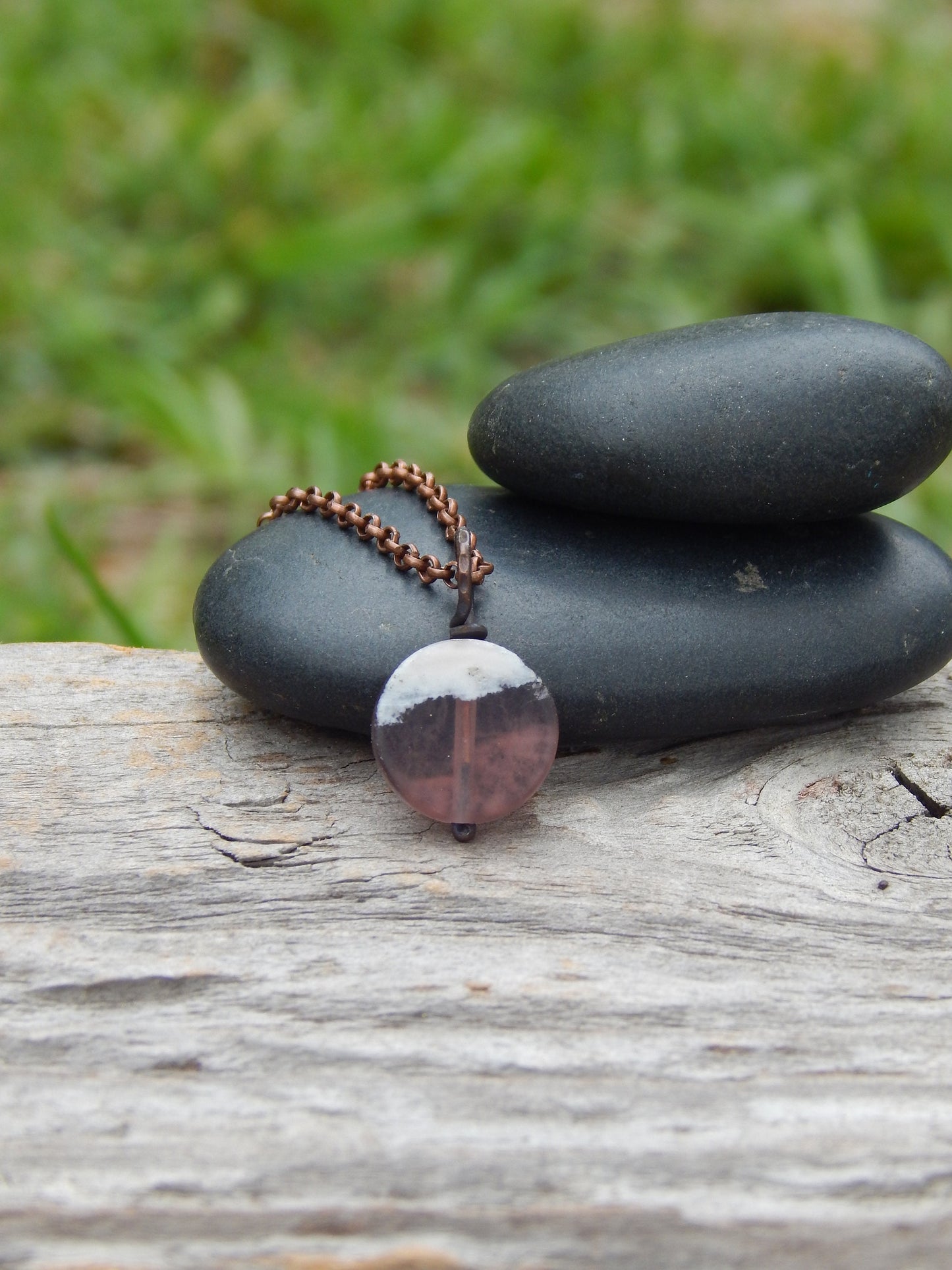 Purple fluorite wire wrapped pendant