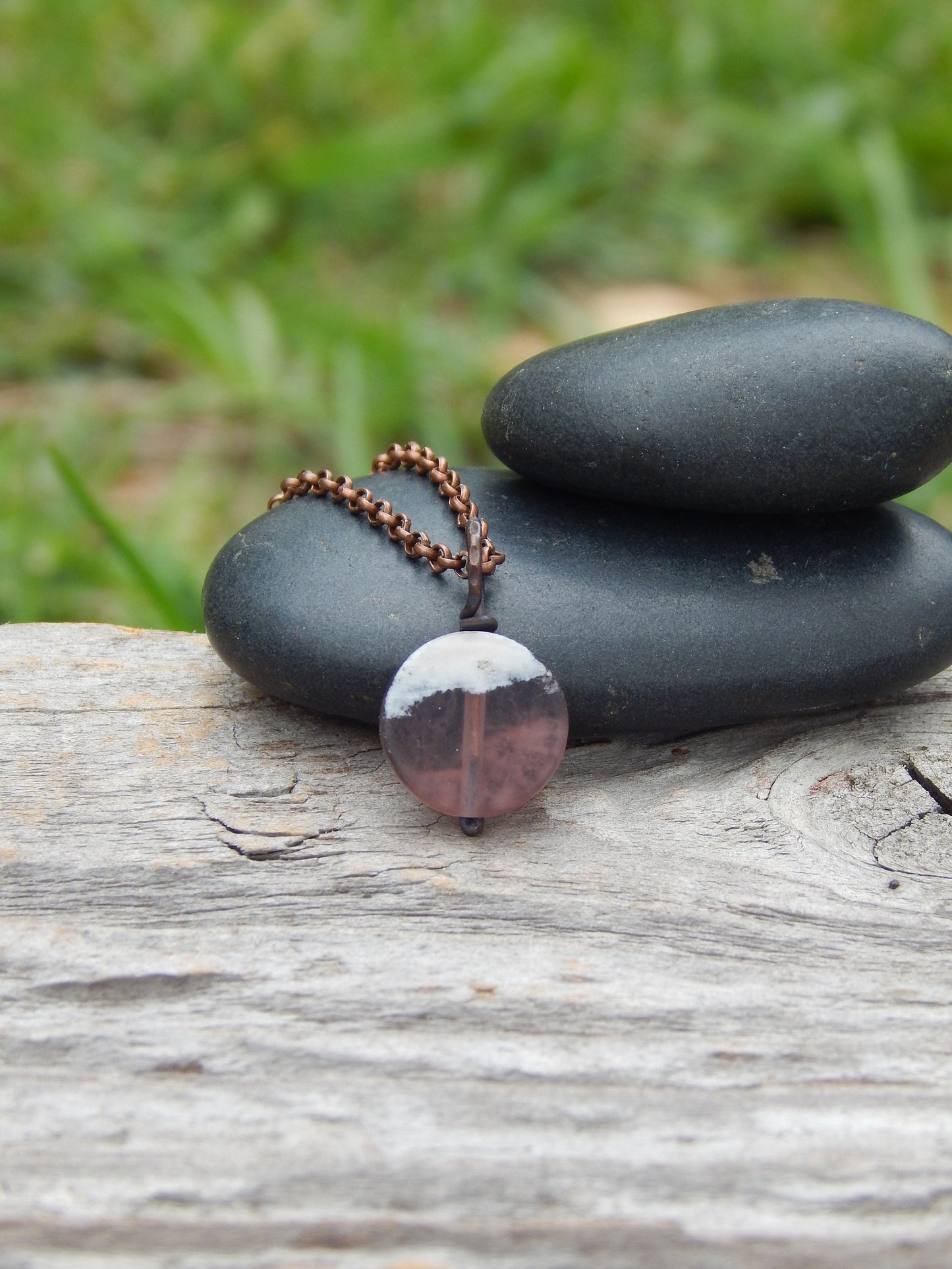 Purple fluorite wire wrapped pendant