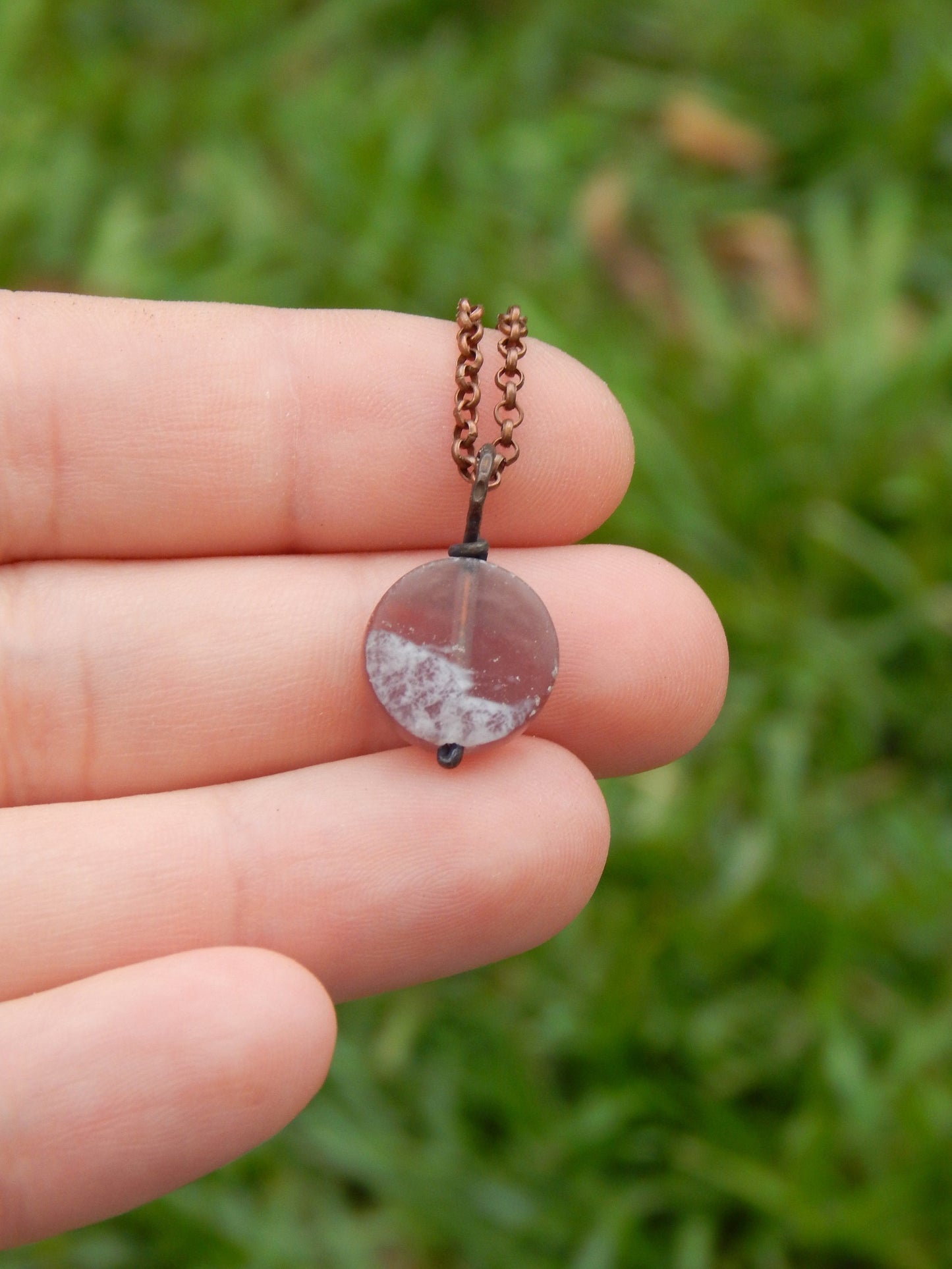 Purple fluorite wire wrapped pendant