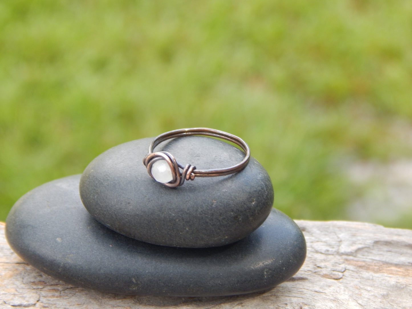 Wire wrapped rose quartz size 7.5 ring