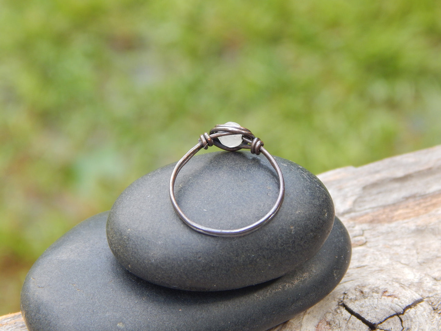 Wire wrapped rose quartz size 7.5 ring