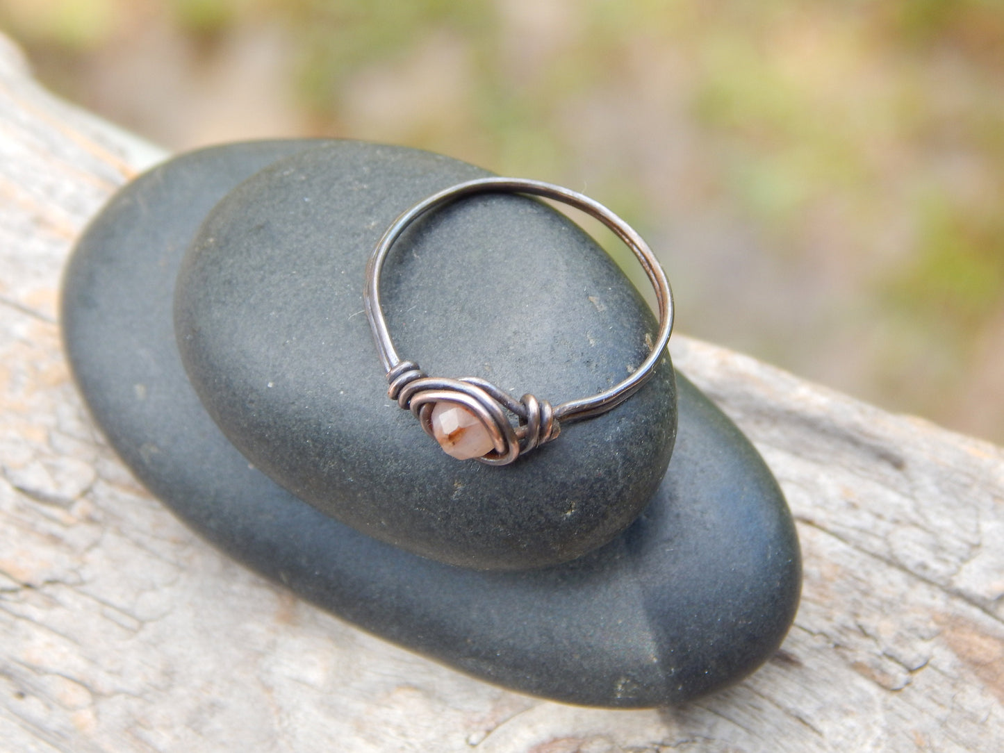 Pink opal ring size 8.5 wire wrapped ring