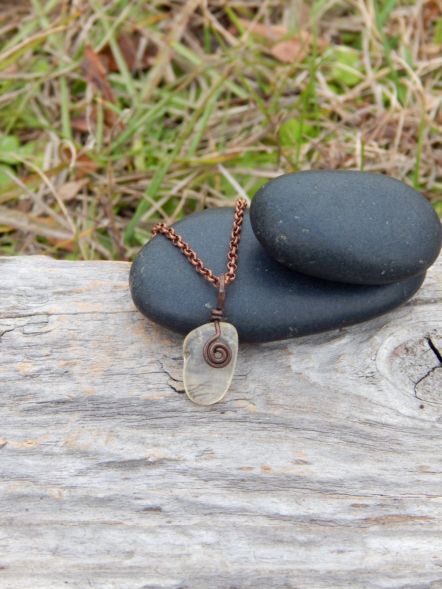Simple wire wrap citrine pendant