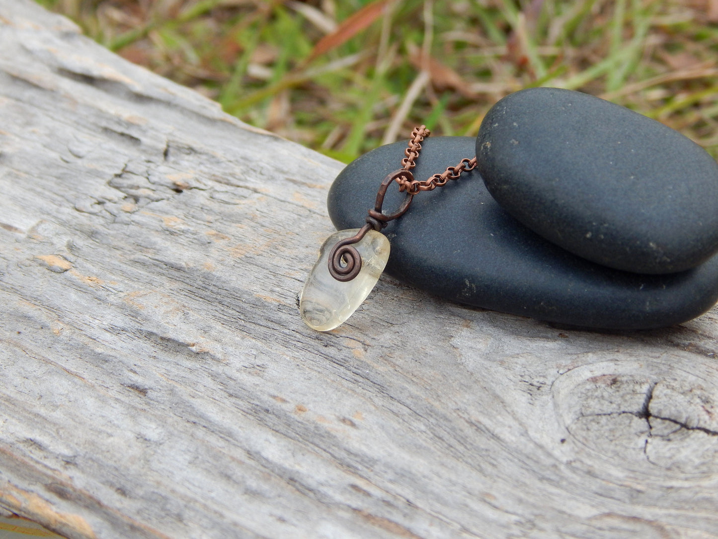 Simple wire wrap citrine pendant
