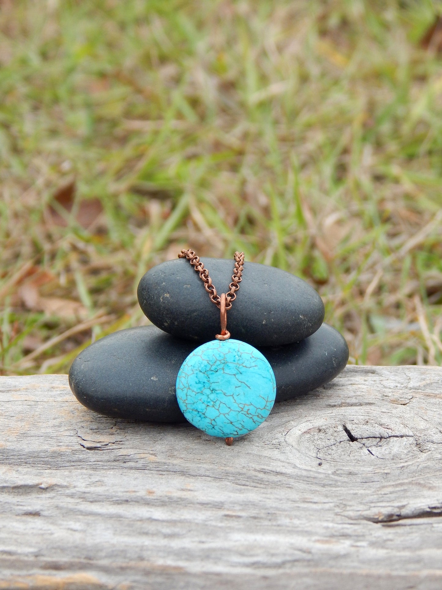 Turquoise blue magnesite pendant