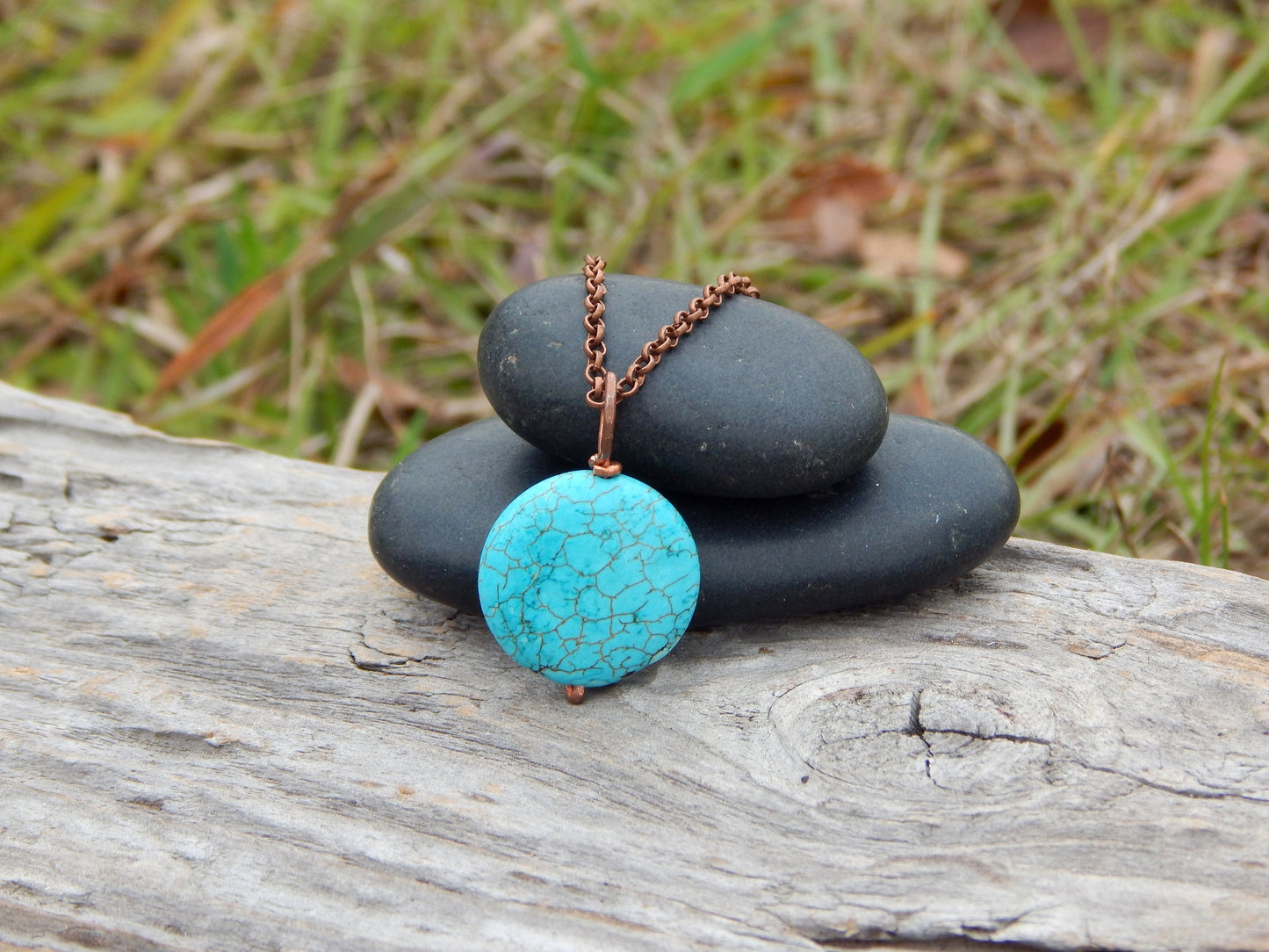 Turquoise blue magnesite pendant