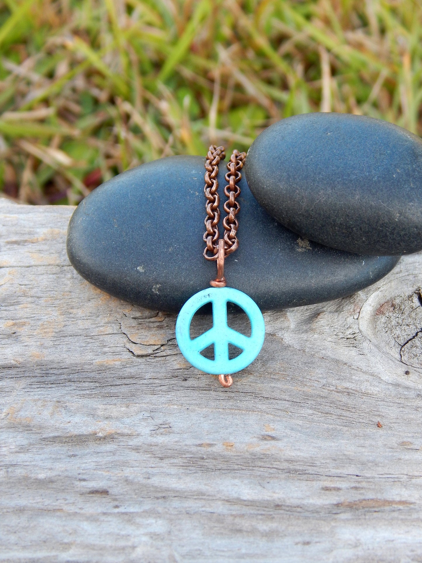 Dainty peace sign pendant
