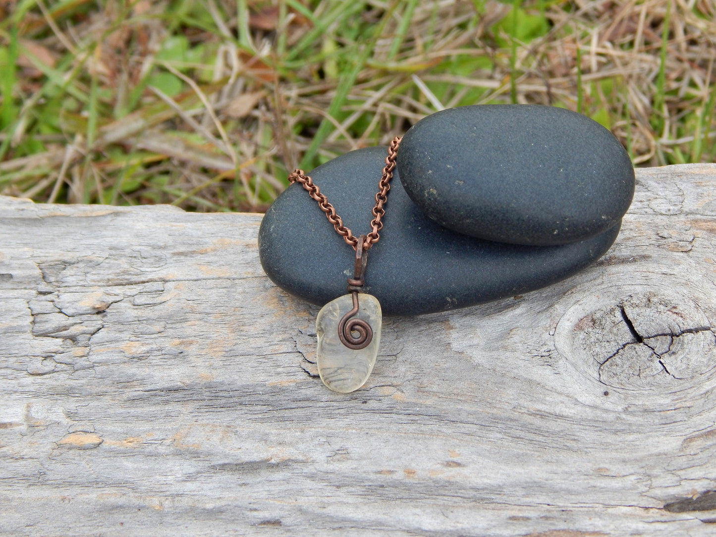 Simple wire wrap citrine pendant