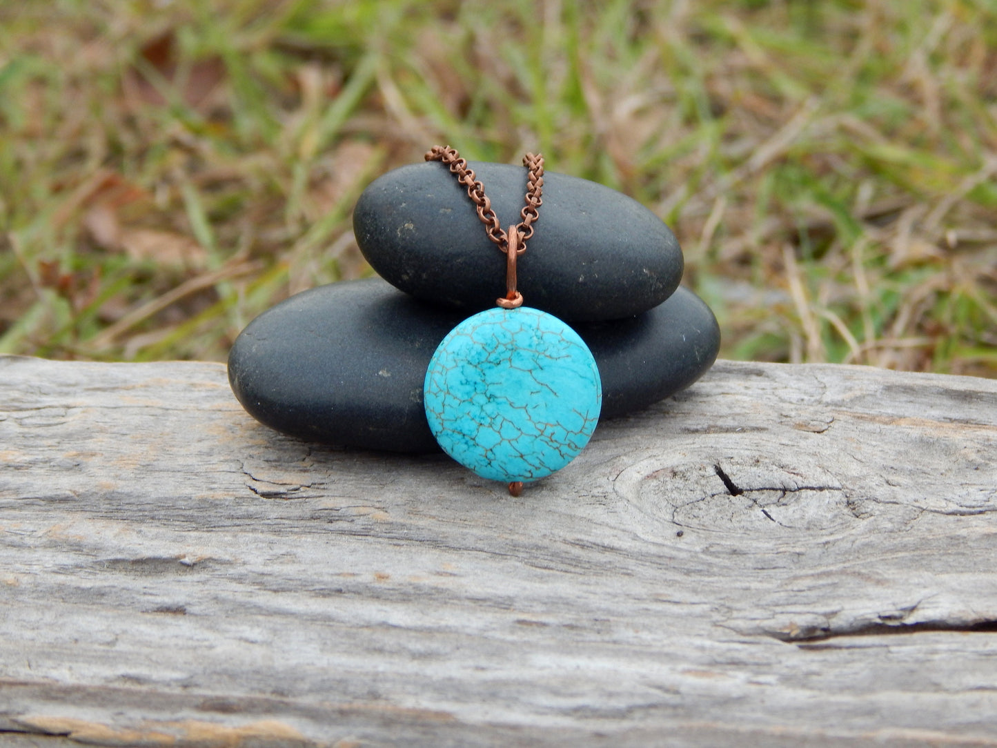 Turquoise blue magnesite pendant